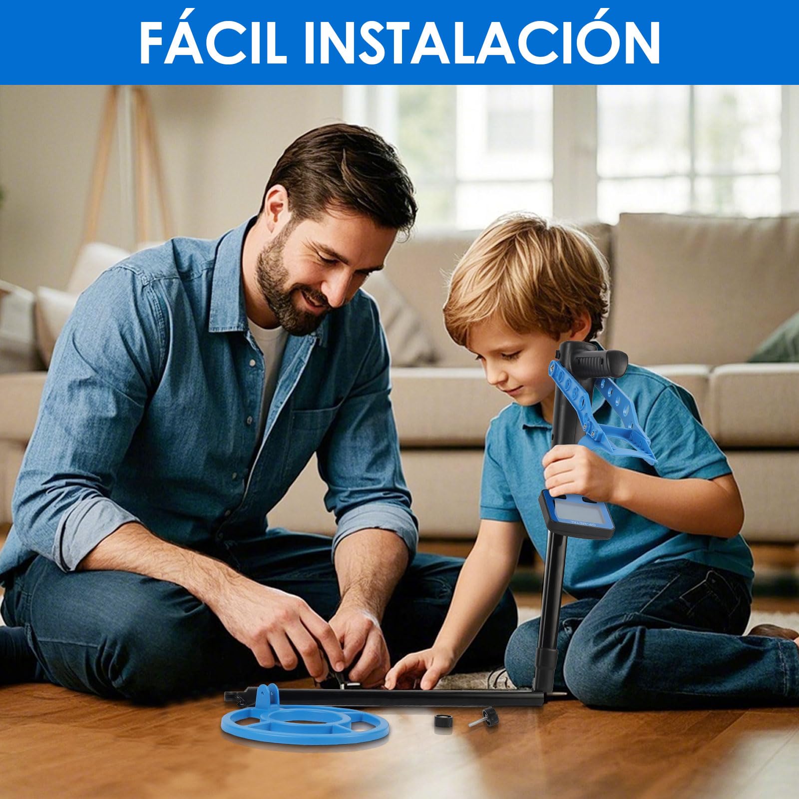 Detector de Metales para Niños, Detector Metales con Pantalla LCD, Alta Precisión, Mango Ajustable, Bobina de Búsqueda, para Niños, Exploración al Aire Libre