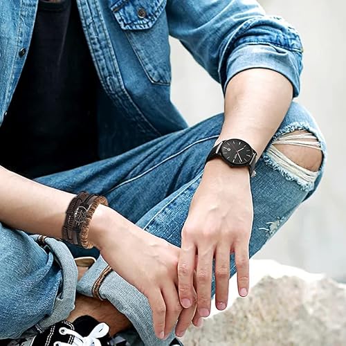 Miniatura 4 de MOZAKA 27 pulseras de cuero trenzado para hombres y mujeres pulseras étnicas tribales pulseras de cuero tejidas pulseras de amistad ajustables Metal