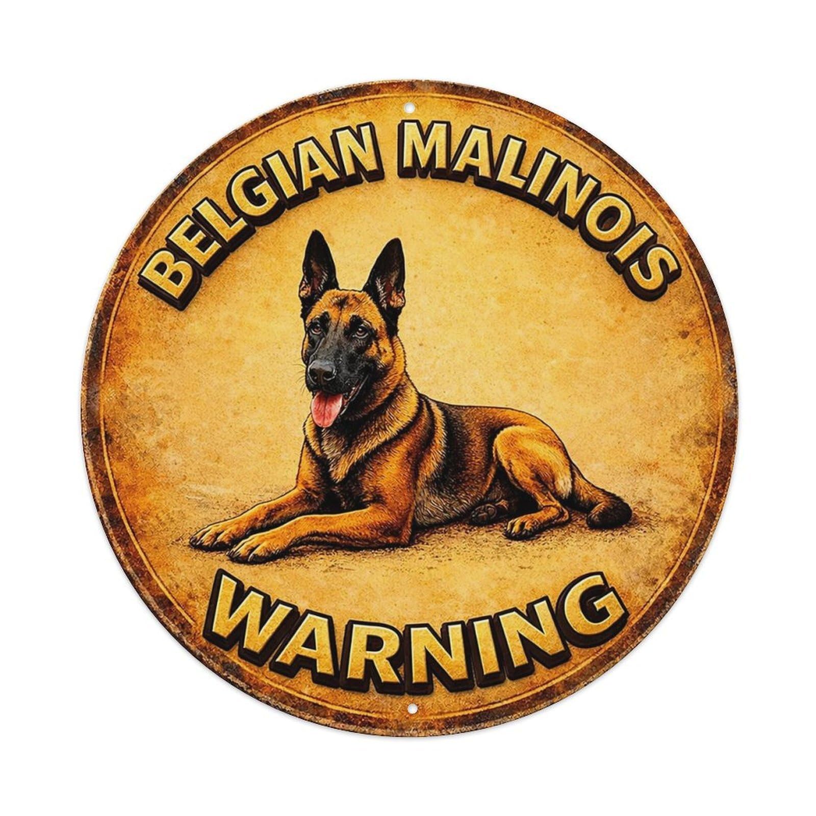 Belgian Malinois Warning Dog Sign Tin Sign Metal Poster Vintage Metal Signs for Home Man Cave Bar Cafe Kitchen laundry room Wall Decorations Gift 8x8Inch