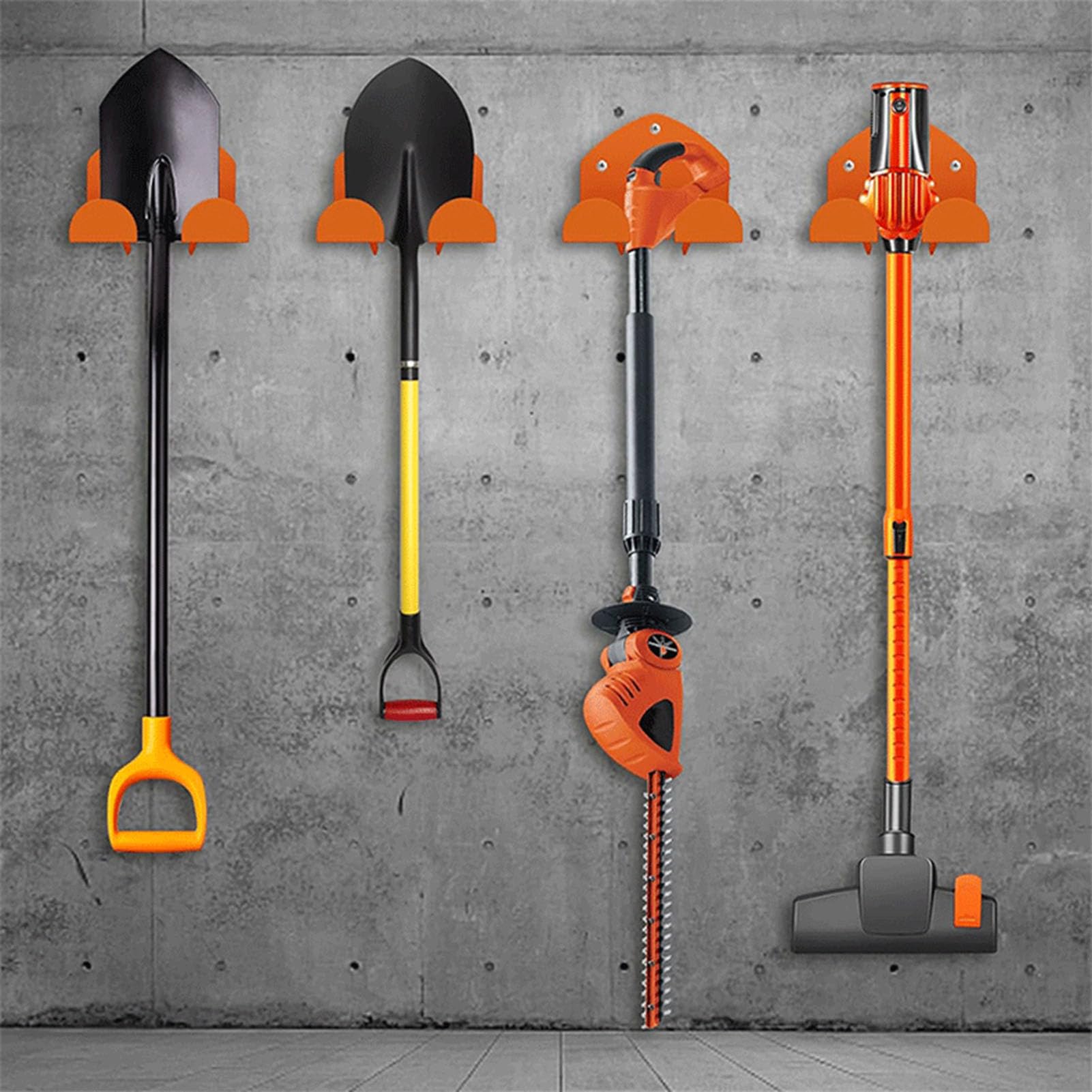 Garosa Cugadora de Herramientas Eléctricas de 2 Piezas, Ganchos de Estante de Cortacésped de Montura de Pared de Garaje Pesado, Organizador de Herramientas de Jardín con Tornillos, a
