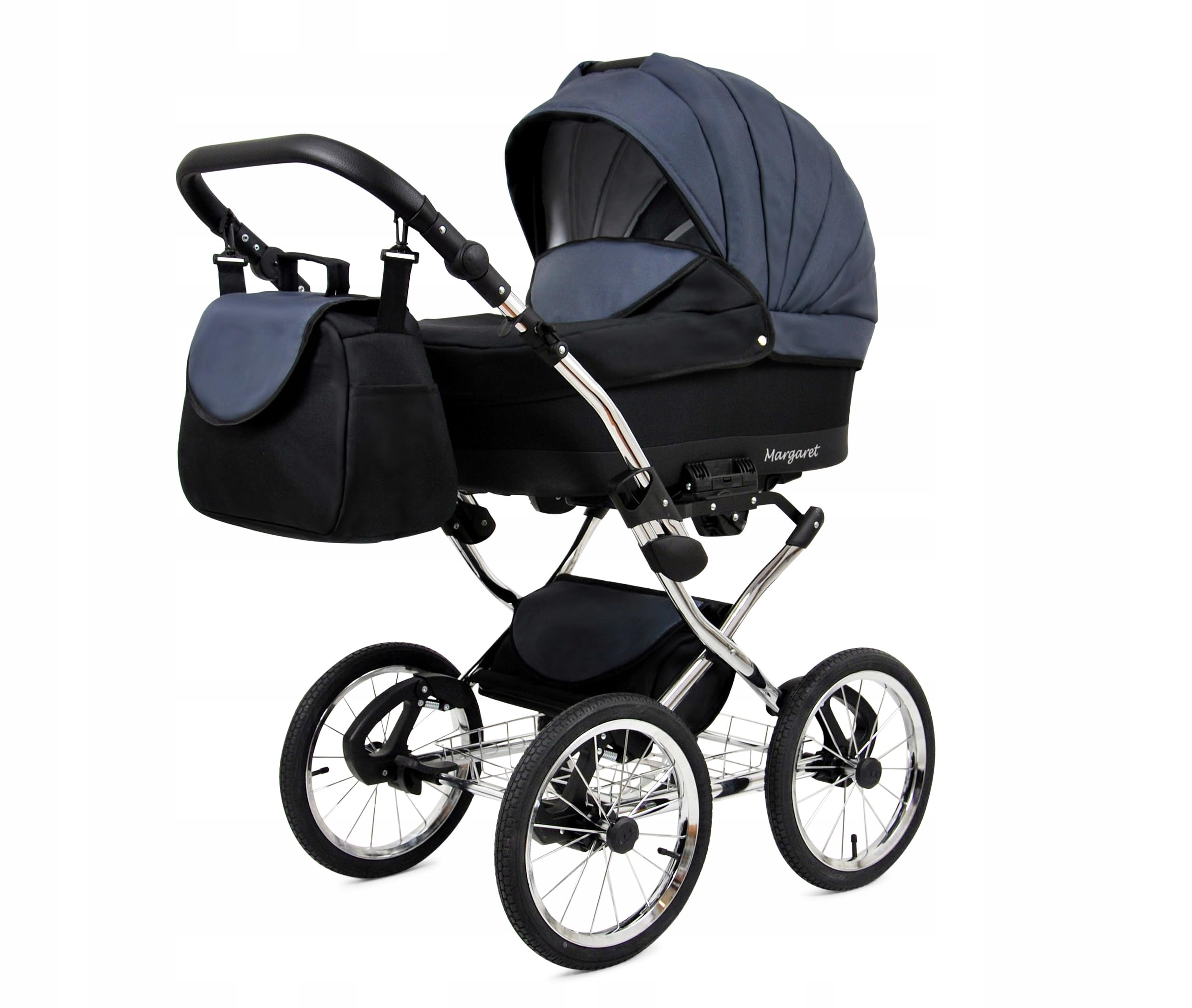 BabyLux Margaret Exclusive zestaw wózków dziecięcych 3 w 1 – w zestawie wanienka dla niemowląt, fotelik sportowy, fotelik samochodowy – fotelik samochodowy – zestaw wózków dziecięcych – wózek