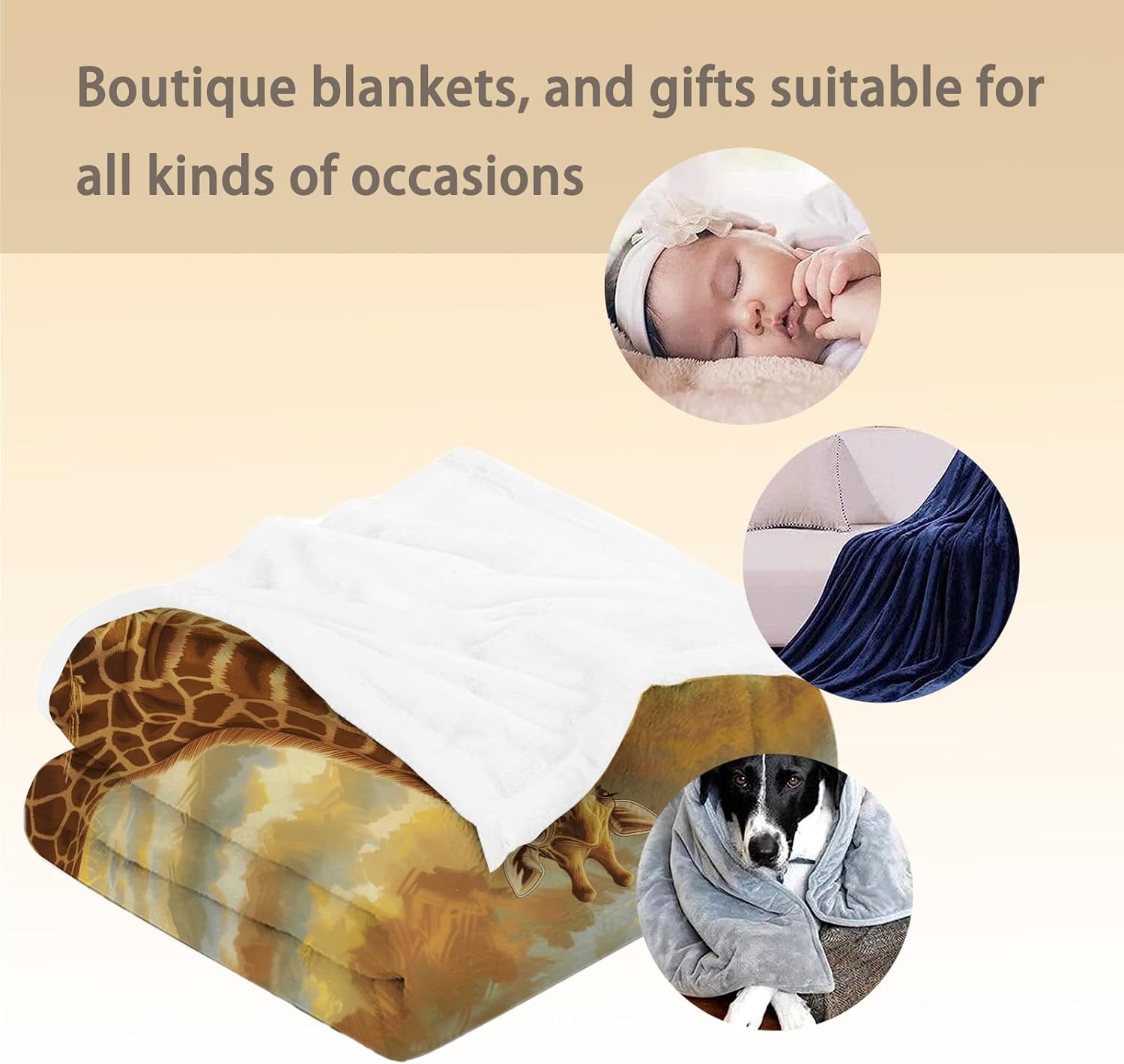 Cartoon Giraffe Blanket Soft Animal Flannel Throw Blanket for Adults Kids Boys Girls - Warm Cozy Lightweight Fuzzy Fluffy Blankets for Couch, Bed, Travel, Outdoor Use 50×60 in - Image 5