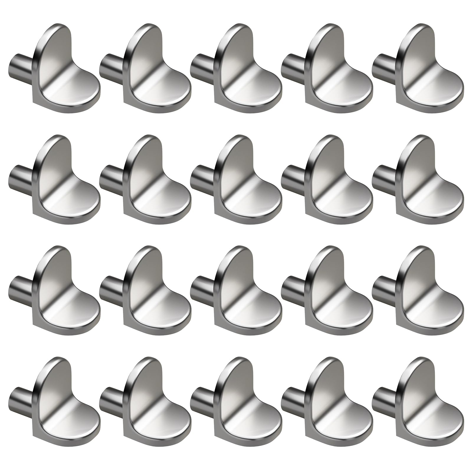 20 Pcs L Shape Shelf Support Pegs, 5mm Bracket Pins for Wardrobe, Cabinet, Cupboard, Bookcases, and Kitchen Shelves, Durable and Sturdy Support for Secure Furniture Installation (Silvery)