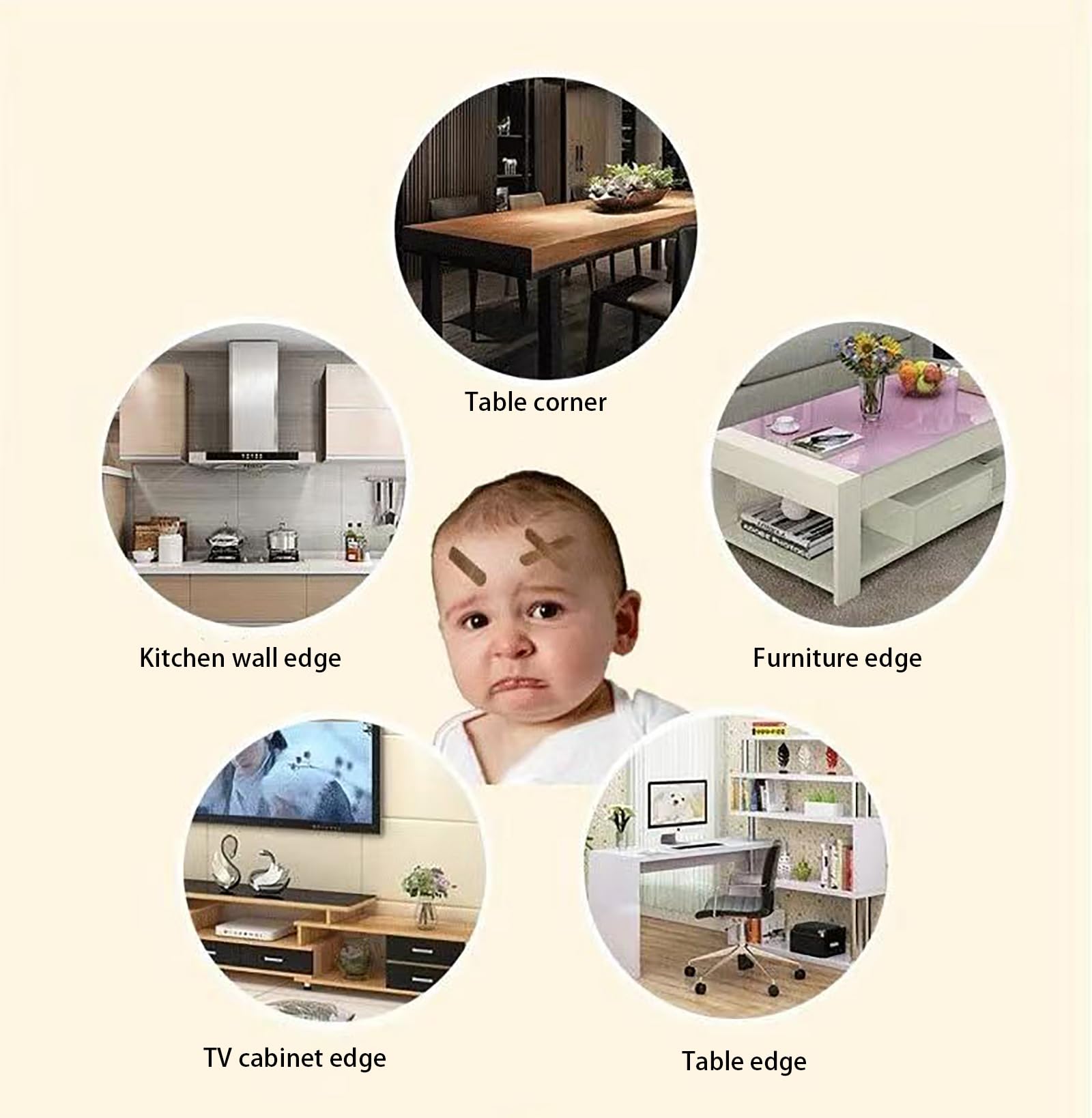 Tira protectora de bordes, protector de esquina para bebé, protectores de esquina para muebles con adhesivo 3M, cubiertas de riel de cuna para dentición seguras para mesa, chimenea (0.8 x 0.8