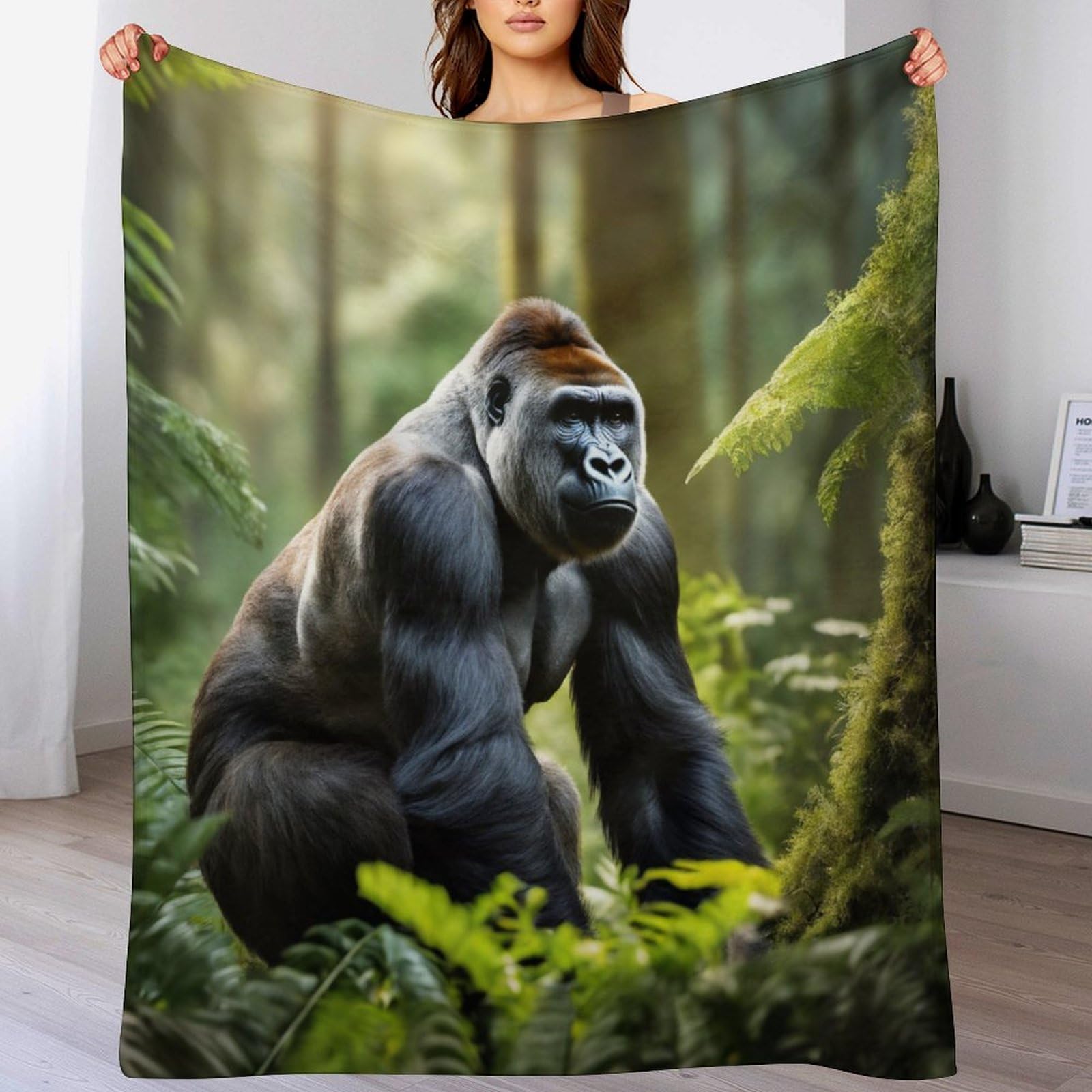 Couverture polaire chimpanzés pour canapé pour des soirées cocooning