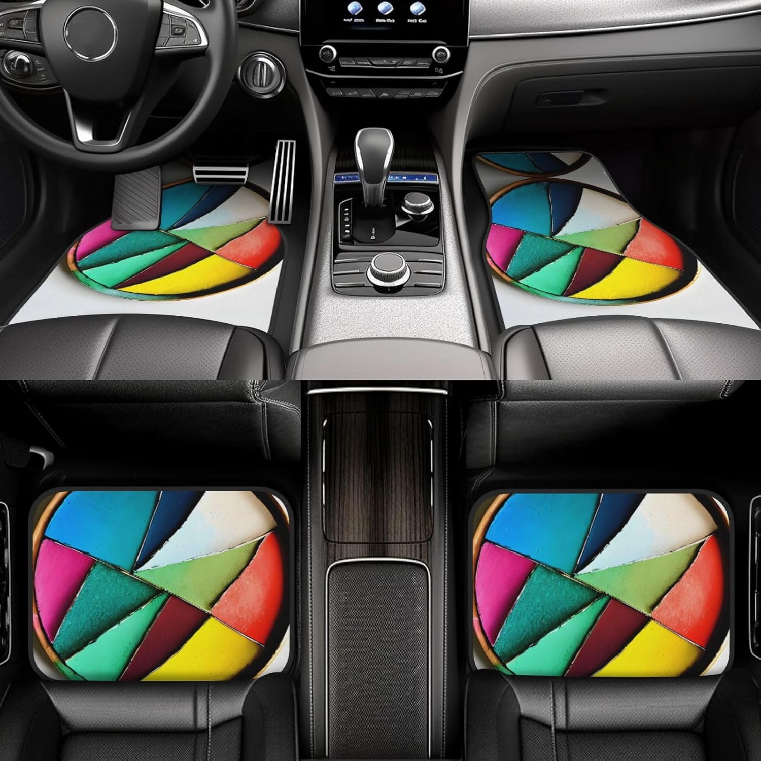 Round palette Patterned car mats 4-piece set | For cars/SUVs/trucks | Firm fit without displacement