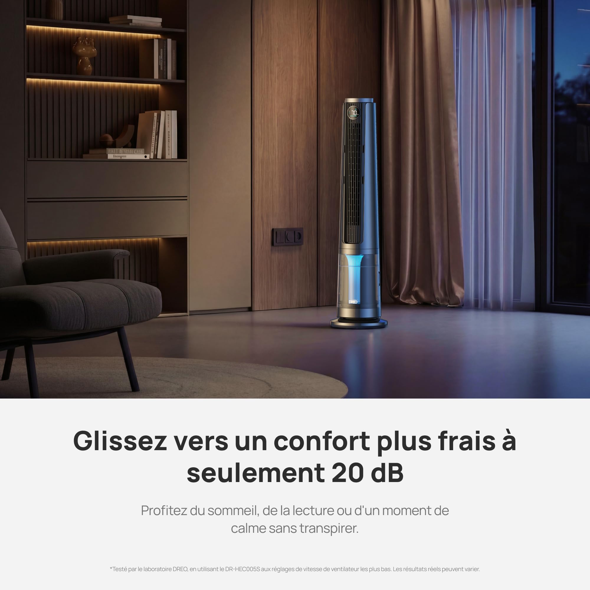 DREO TurboCool Misting Fan 765S, ventilateur brumisateur 3-en-1, réservoir 6 L, air froid, flux 10.4 m/s, moteur silencieux 20 dB, oscillation 90°, 12 vitesses, 4 modes, contrôle intelligent