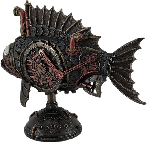Miniatura 3 de Veronese Design 9 1/2 pulgadas Steampunk submarino pescador pescados resina escultura bronce acabado w//Led periscopio