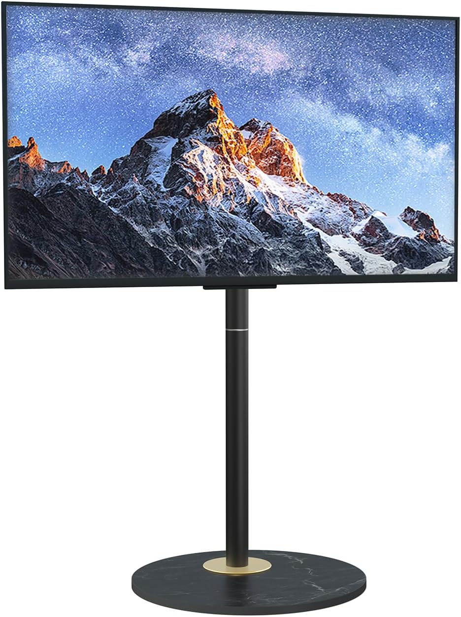 Floor TV Stand for 40-75 Inch LED LCD Screens,Corner TV Stand with Marble Textured Base,Swivel Holds up to 88Lbs,Max VESA 600x400mm,Black,VC-Z1418