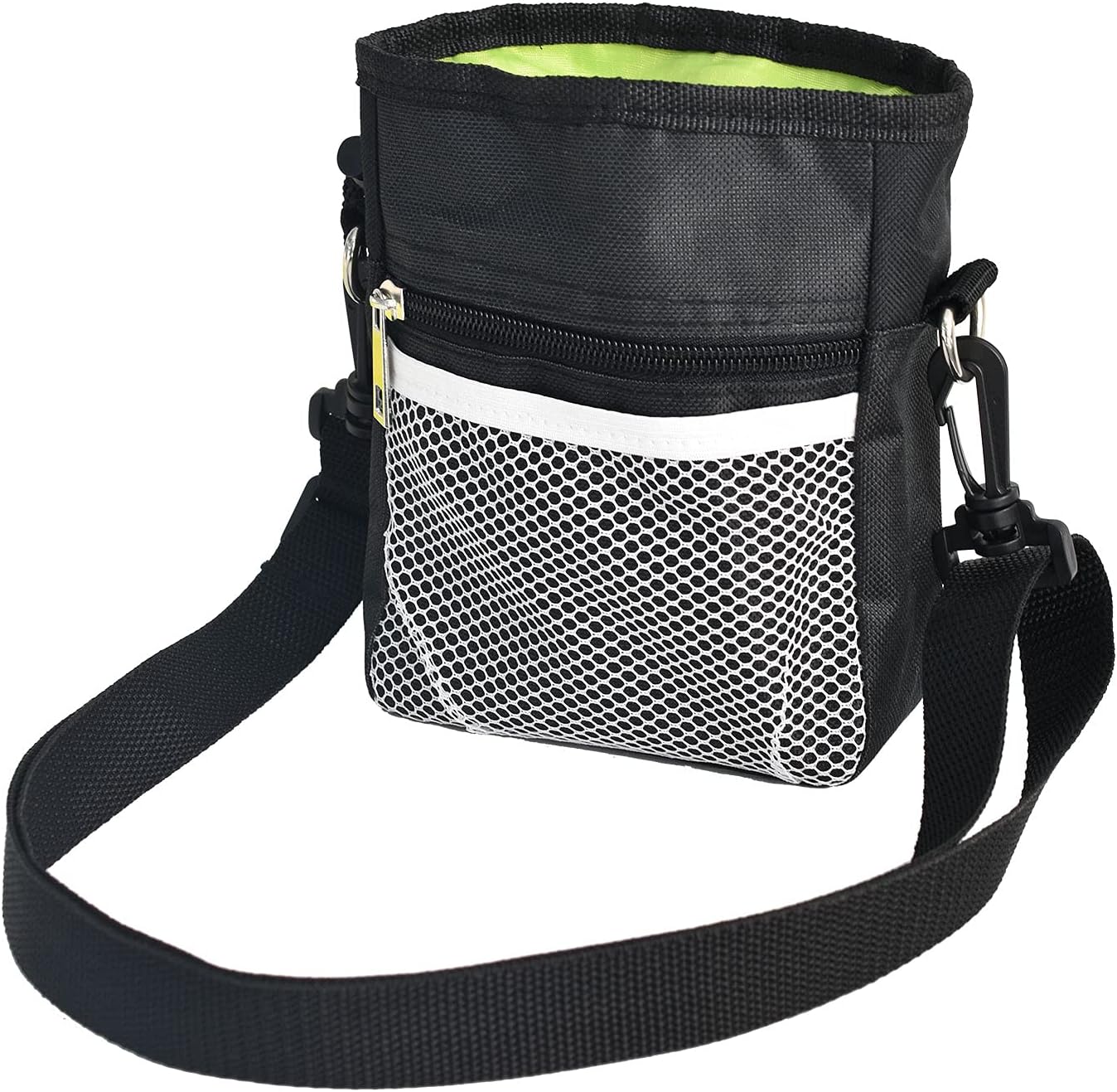 SACRONS Dog Treat Pouch - Easily Carry Toys, Kibbles Food, Treats for Rewarding Walking - Built in Poop Bag Dispenser - Metal Clip, Waist Belt, Shoulder Strap 3 Ways to Wear