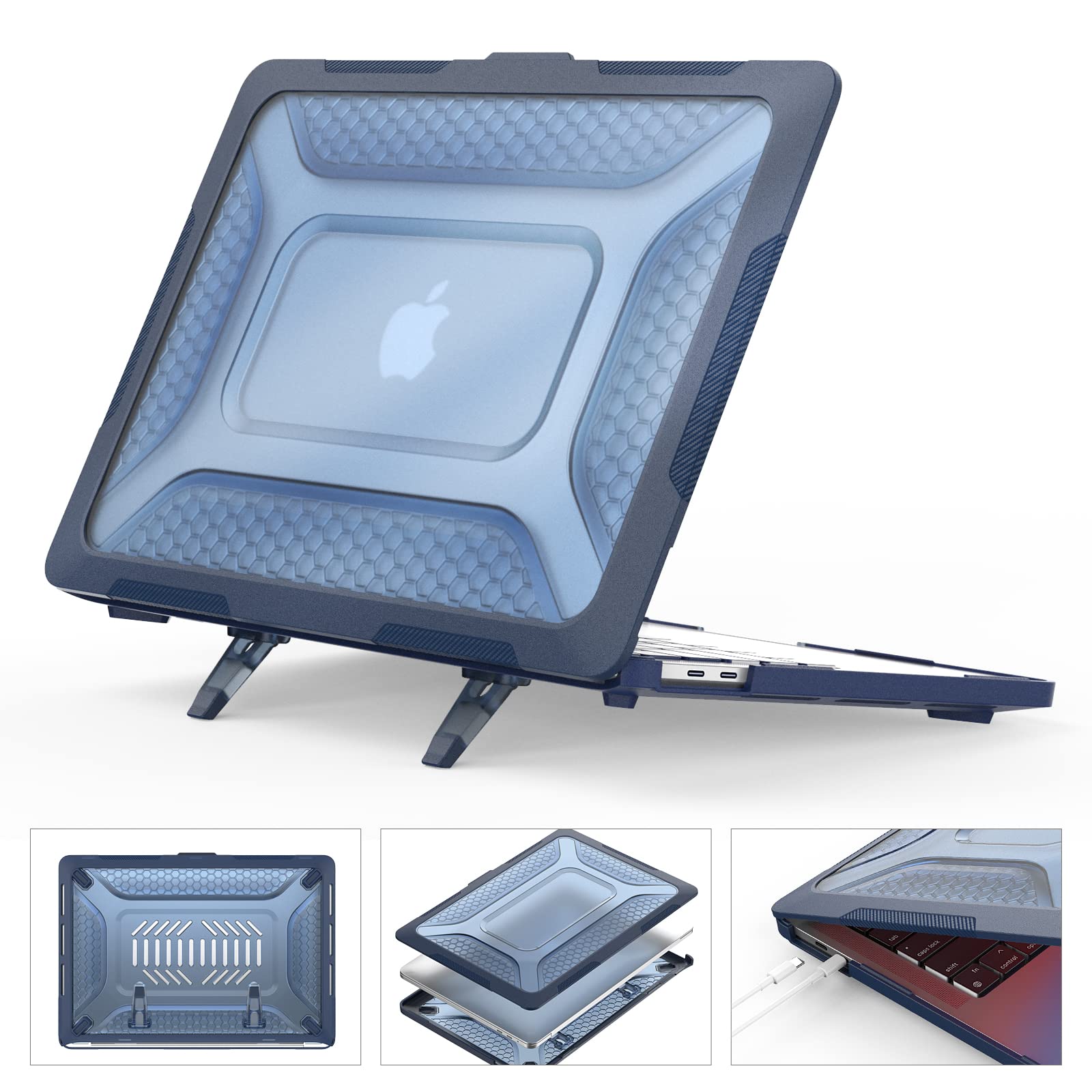 Carcasa rígida MacBook Pro 13 diseño slim con soporte plegable azul 8