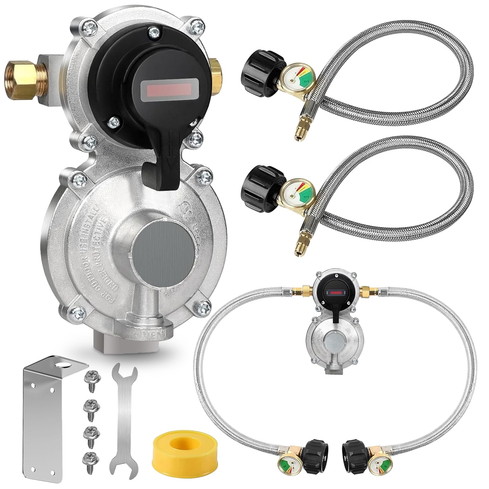 PYXGLAQ Rv Propane Regulator 2 Tank Hoses - gas supply | Mubboo