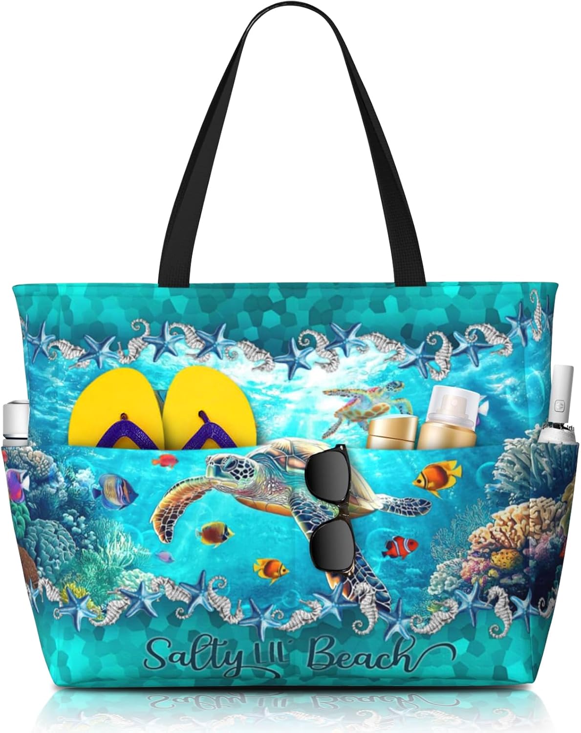 Nebrpio Beach Bags for Women Beach Tote Bag Waterproof Sandproof Large Pool Bags and Totes with Zipper