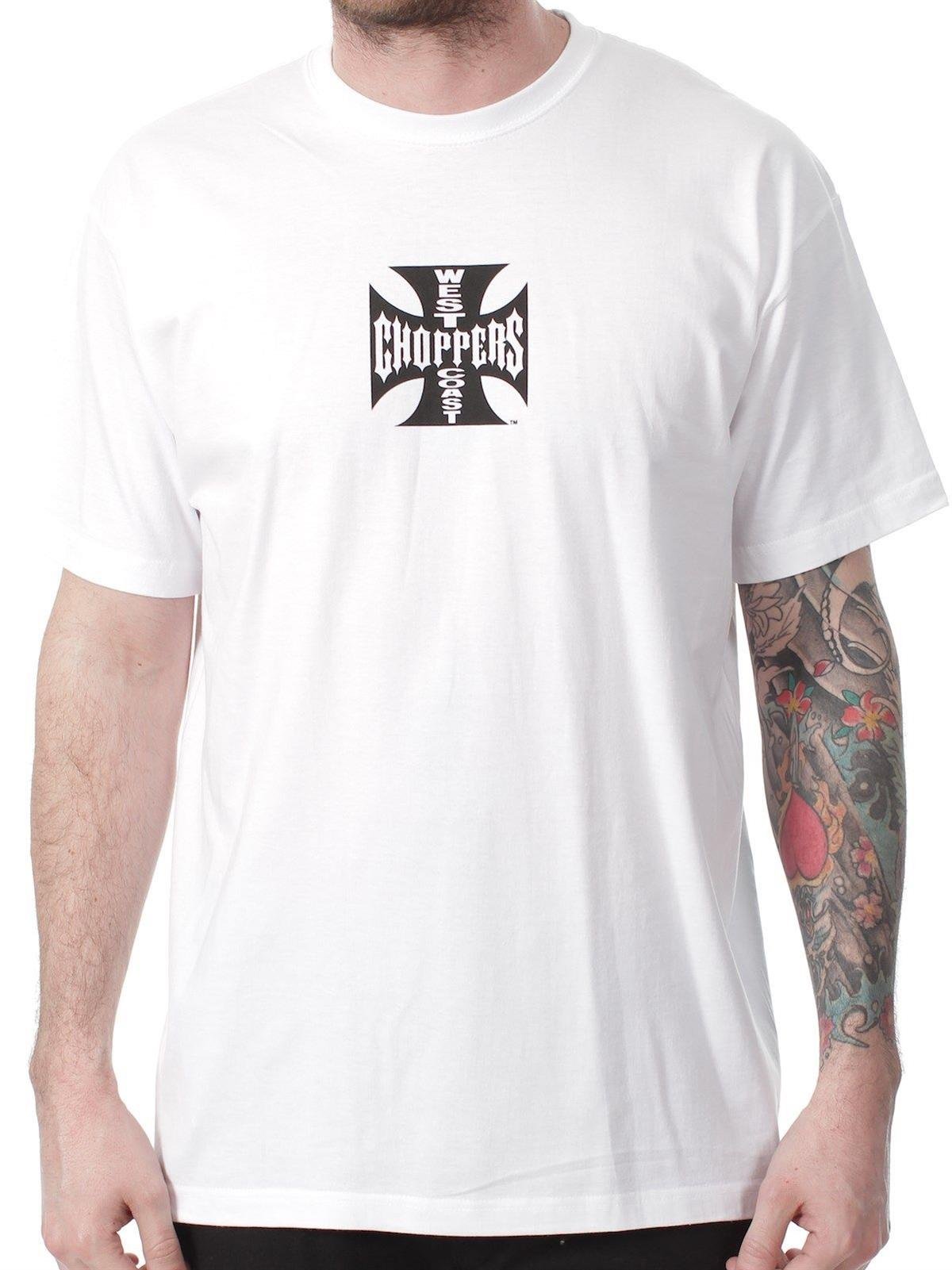 West Coast Choppers Men's White Wcc T-Shirt Iron Cross Weiss-Xxxl