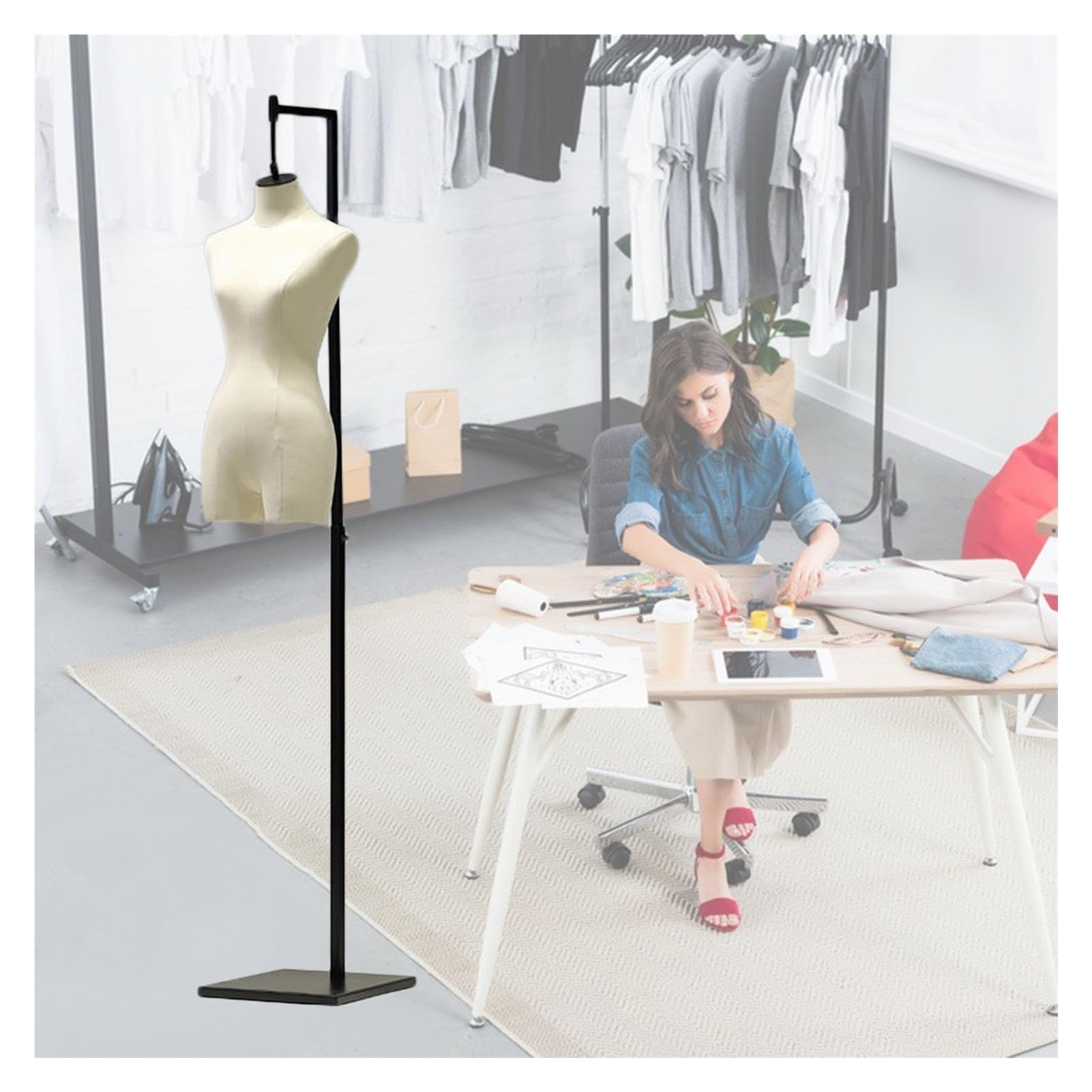 ITOSUI Adjustable Dress Form Mannequin Torso, 47.2”-71.3” Height, Ideal for Clothing & Jewelry Display, Perfect Tailor Dummy for Women, Seamstresses & Designers Essential
