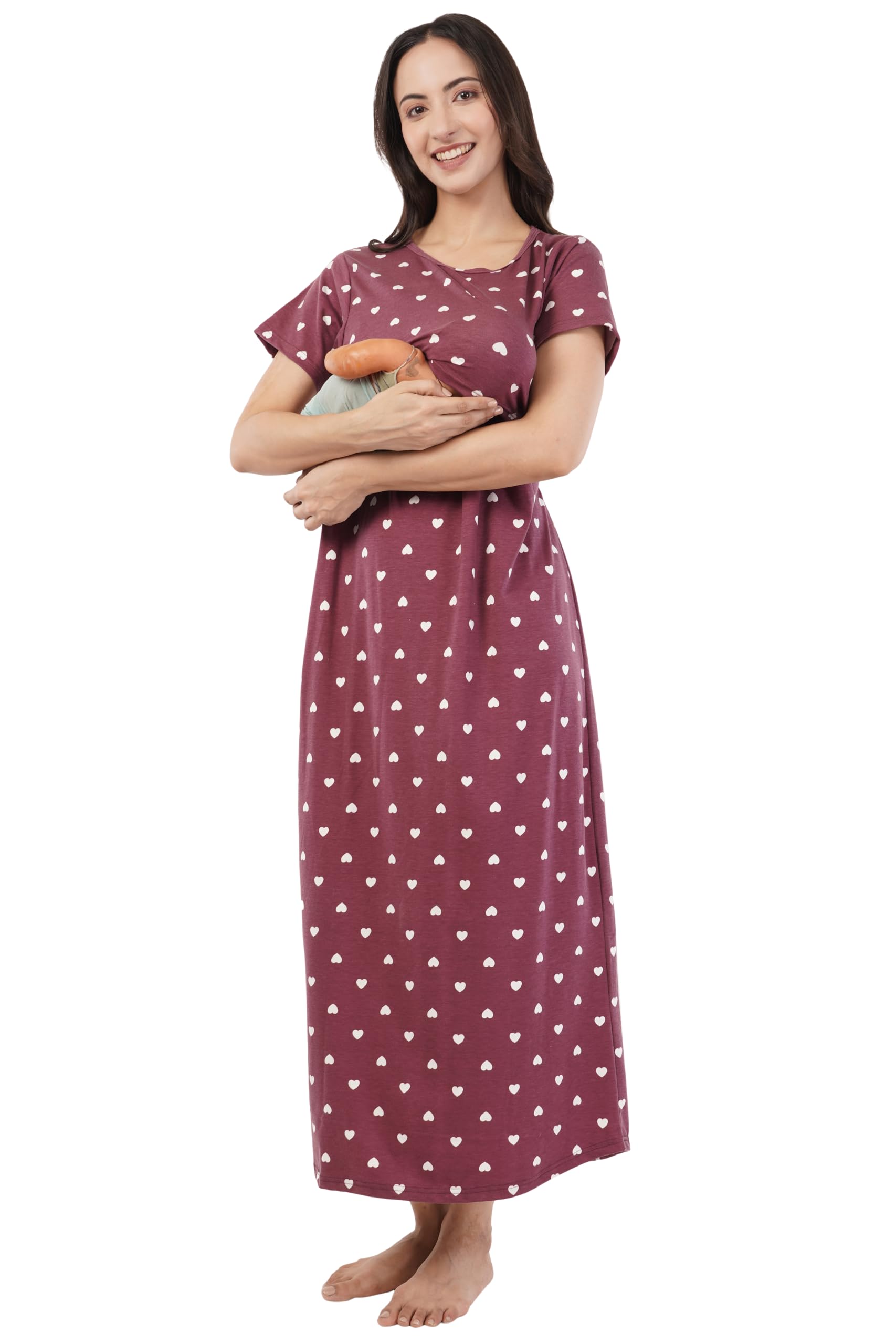 kekabu Women's Ribbon Premium Zipless Maternity & Nursing Dress – Soft, Comfortable, Breastfeeding-Friendly, Stylish Pregnancy Wear