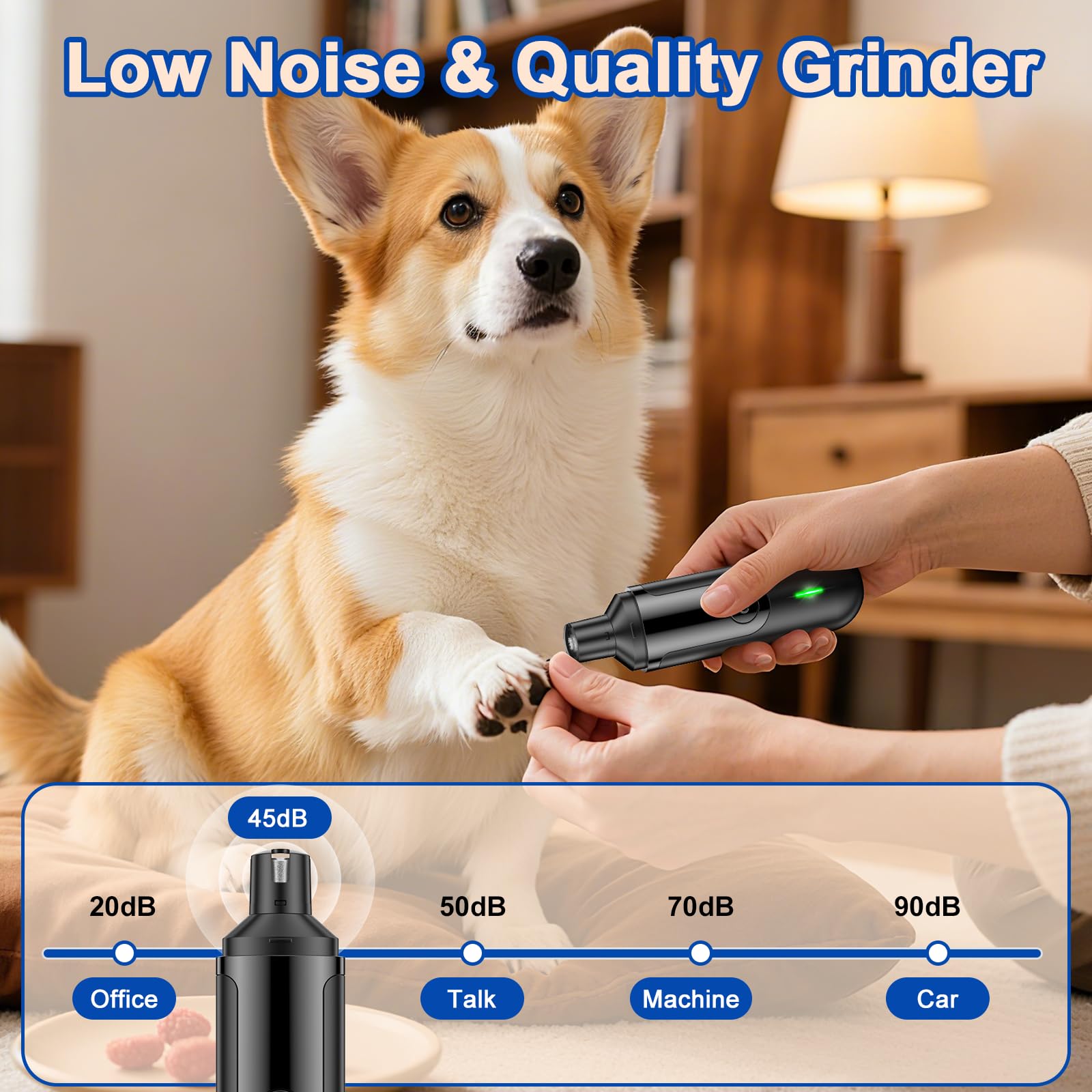 Dog Nail Grinder, Quiet and Low-Vibration Dog Nail Trimmers for Large Dogs, Medium, Small Dogs Cats Pets, Upgrade Professional Electric Pet Paws Toenail Grooming Tool Black - image 4