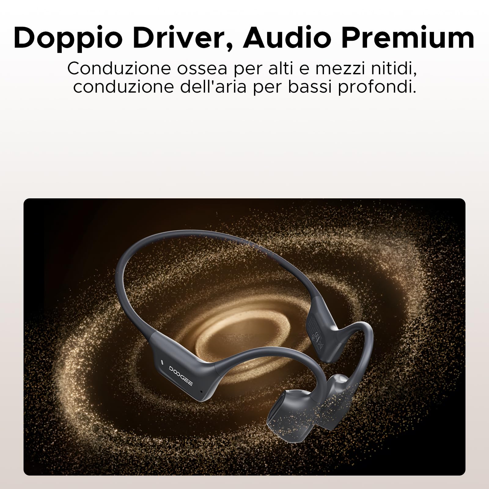 Cuffie a Conduzione Ossea Nuoto, 10H IP68 Impermeabili Sportivi Auricolari Conduzione Ossea 64GB MP3 Bluetooth 5.4 Nuoto, corsa e fitness,grigio scuro