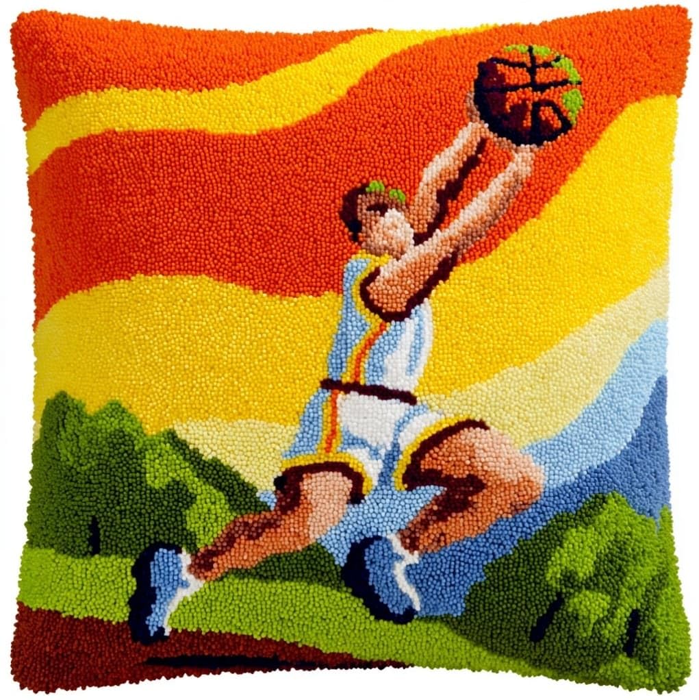 AxiangziK Latch Hook Cushion Kit 43x43cm,Basketball