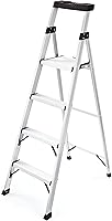 Vista 10 de Rubbermaid Escalera de 2 escalones, Taburete Escalón Plegable Ligero de Aluminio con Superficie Superior para Proyectos, Plateado, Probado según