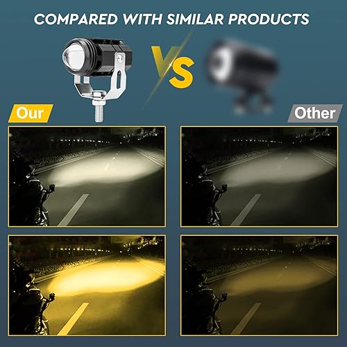 Miniatura 7 de YCHOW-TECH Luces de conducción de motocicleta, luces antiniebla blancas ámbar de 60 W, 4 modos, focos LED, función de haz alto y bajo, luces para