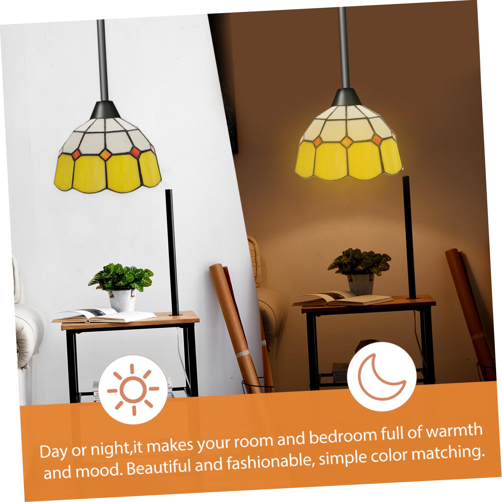 Paralume Decorativo in Vetro Giallo per Lampadario, Ricambio E27 | Sostituzione per Appliques e Sospensioni, Crea Atmosfera Romantica, Vetro Delicato, Casa e Soggiorno
