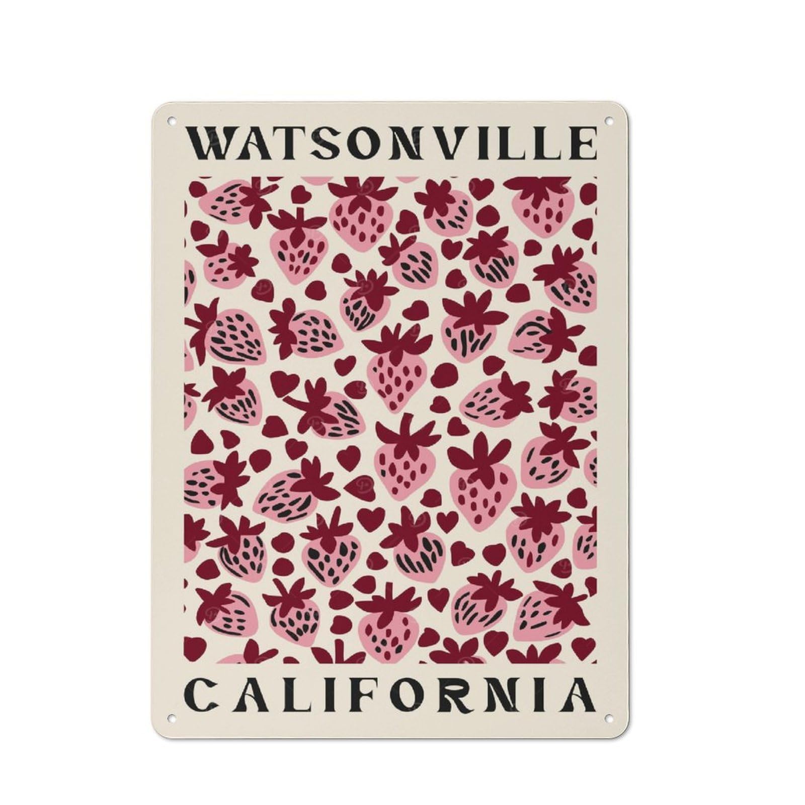 Junmoney Style-18 Modern Retro Decorative Metal Plaque 40X30cm Featuring California Strawberries, Loft Wall Plaque For Flat, Bar, Studio Or Gallery Wall