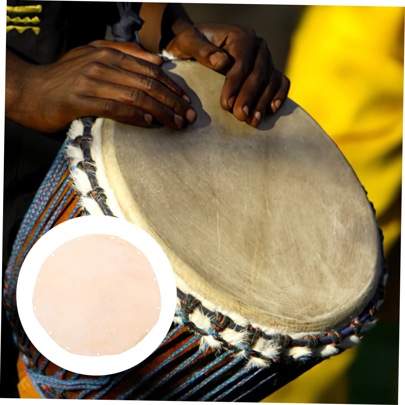 Peau Tambour Vintage Peau Tambour Africain Chèvre 45cm - Remplacement Percussion Traditionnelle - Son Authentique Qualité Instrument Musique Traditionnel
