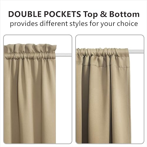 Miniatura 3 de Aquazolax FBA_AZUSFDP5472C08 Cortina opaca para puerta de tratamiento de ventanas, panel individual, color gris pardocaqui, 54 x 72 pulgadas (ancho