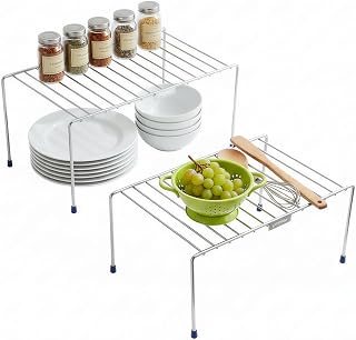 Plantex Stainless Steel Kitchen Shelf Organisers/Shelf Divider for Kitchen Storage/Cabinet Organiser/Plate Stand/Dish Rack Price In India