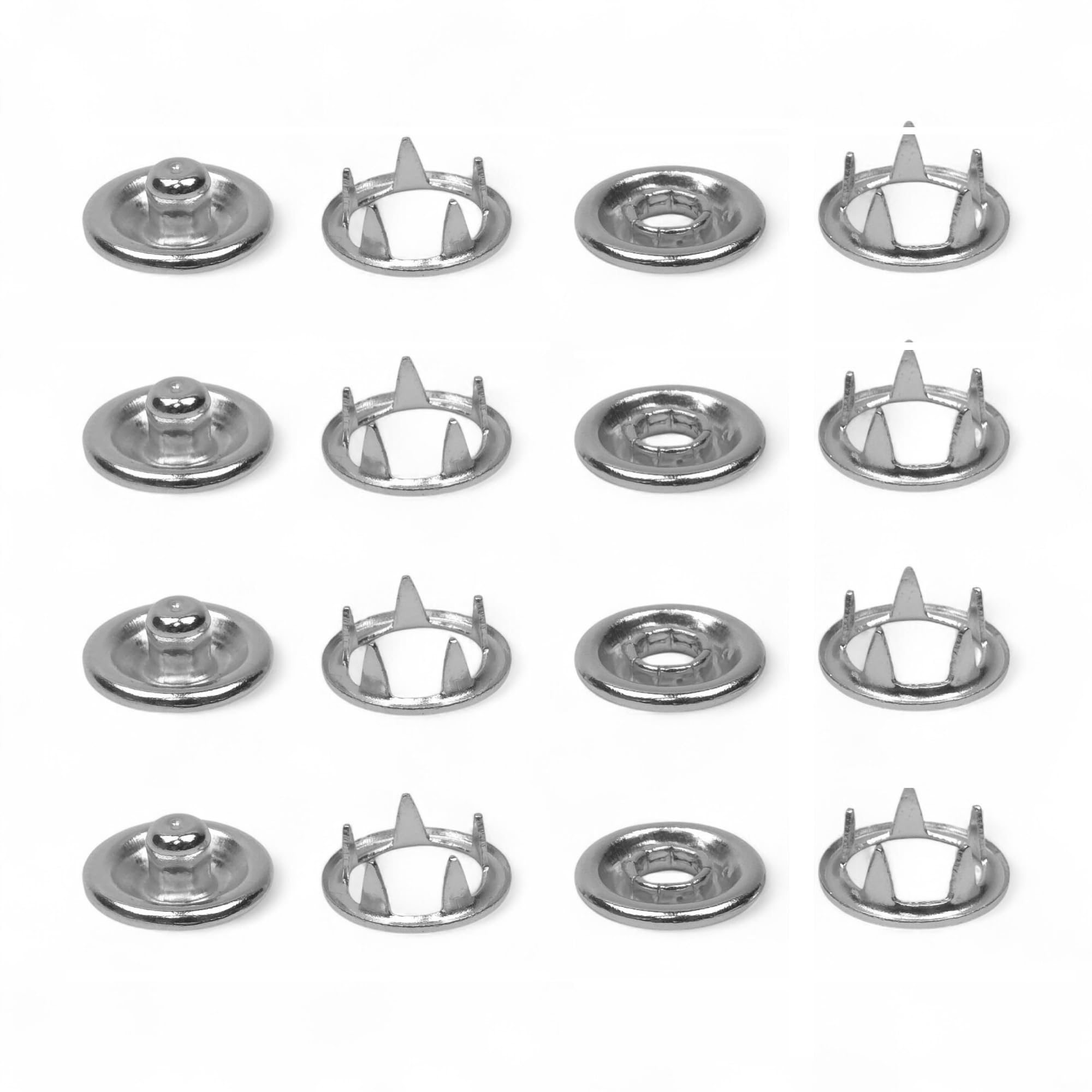 Akord Silver 100 Set Press Studs Snap Fasteners Popper Craft Diy In 9.5Mm