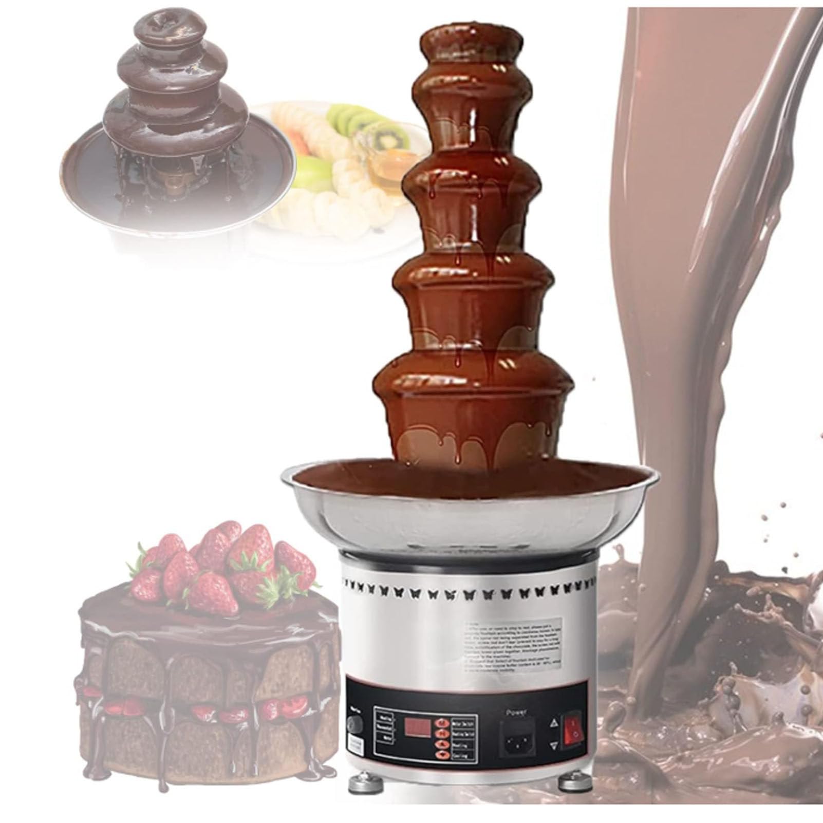 asdchZen 4/5/6/7 Tier Chocolate Fountain,Commercial Large Fondue Sets,Electric Chocolate Fountain Machine Chocolate Fondue Set For Party Wedding And Birthday,4Tiers,5tiers