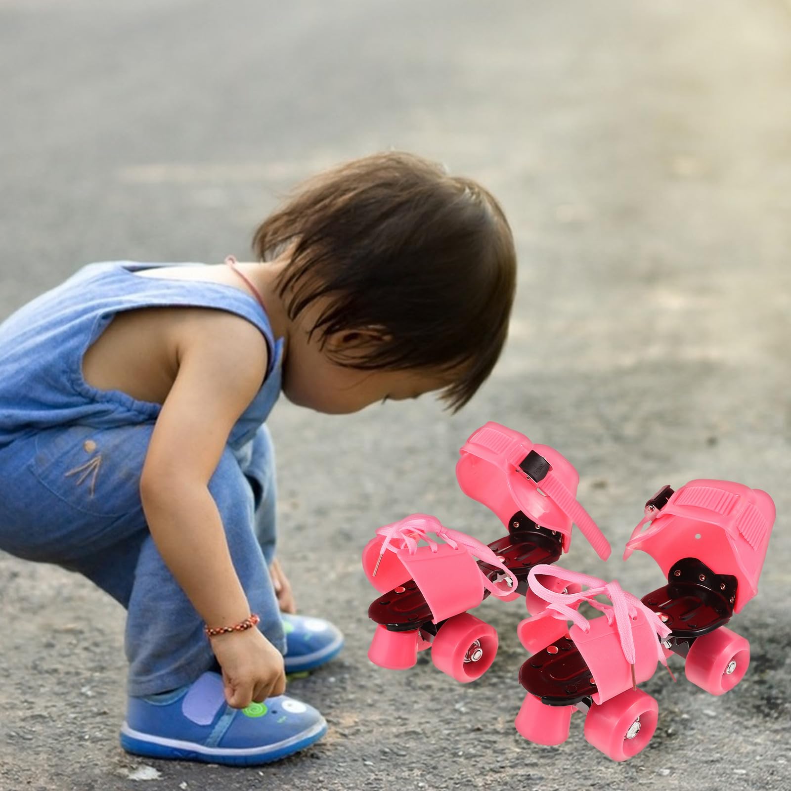 Patines Ajustables Infantiles de 4 Ruedas Rosa para Niñas
