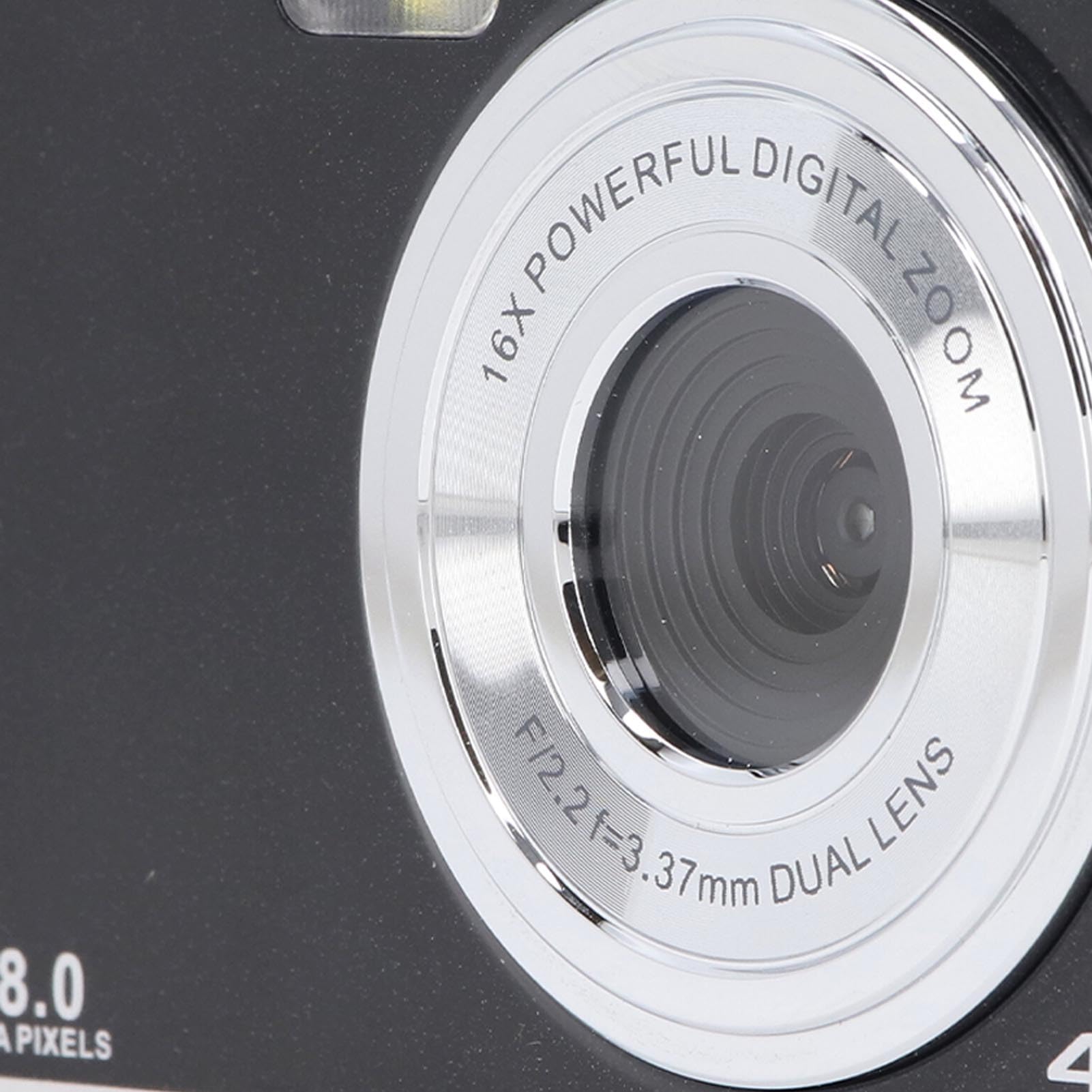 Fotocamera con Zoom Digitale 16X per Fotografia di Viaggio, Fotocamera Doppio Obiettivo 4K Ultra HD da 2,4 Pollici 44 MP, Fotocamera Digitale Compatta Antiurto per Viaggi di