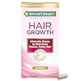 Nature's Bounty Optimal Solutions Hair Growth Supplement with Biotin, Hair Growth Vitamins with Biotin Silicon & Arginine, 1 Per Day, 30 Capsules, One Month Supply