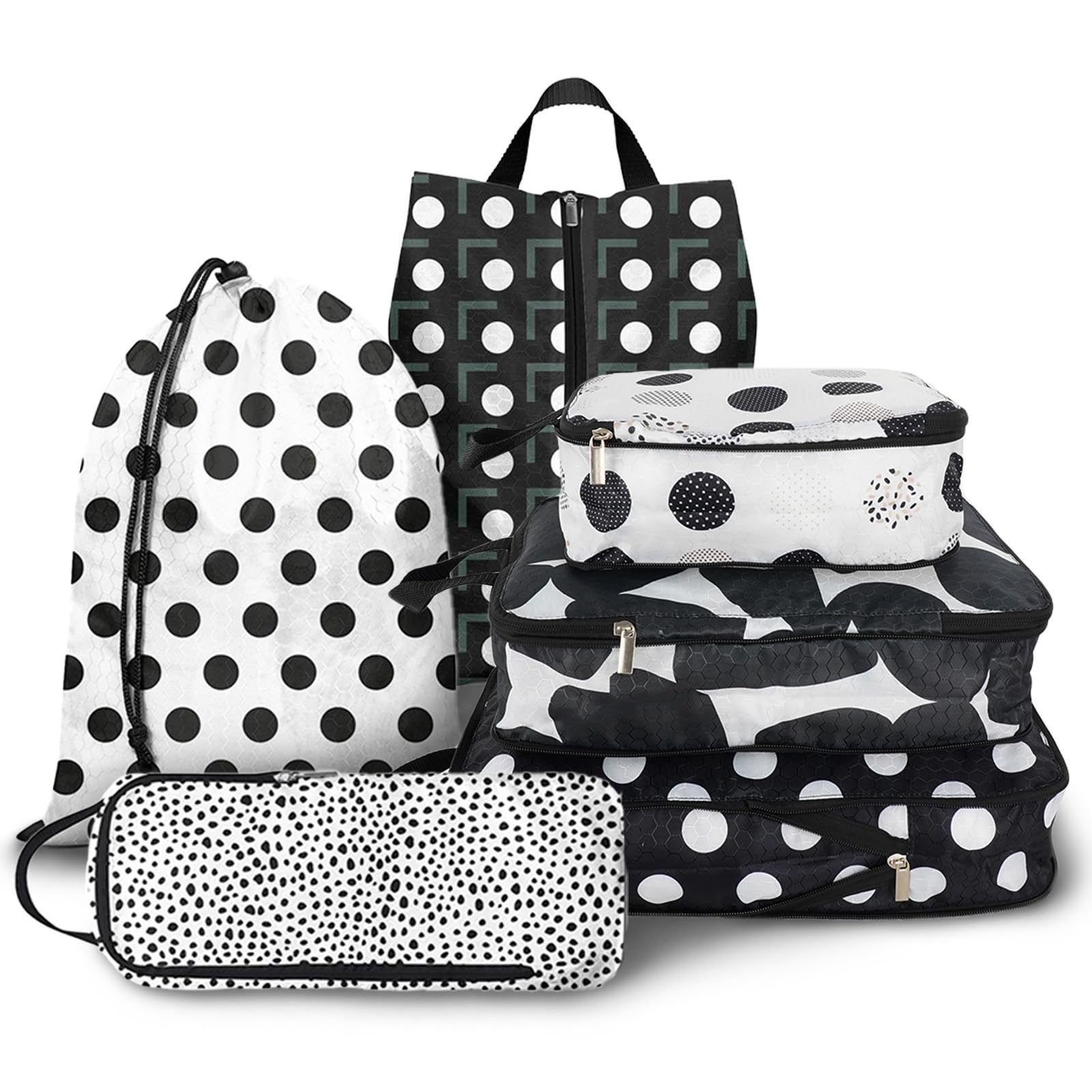 6 Pcs Compression Packing Cubes for Travel, Waterproof Luggage Organizer Washable Storage Bags Set - Packaging Cubes for Backpack Travel and Carry-Ons