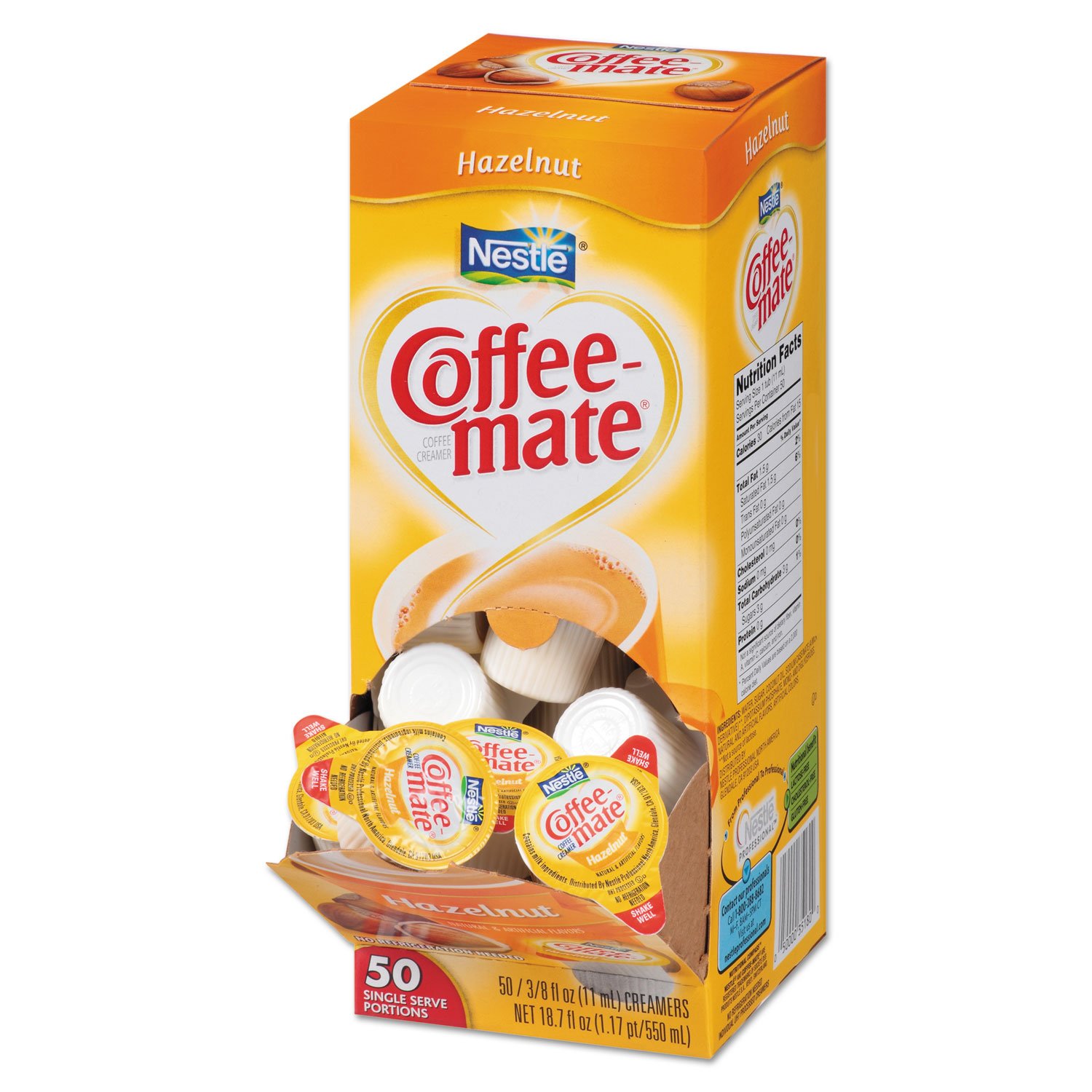 Hazelnut Flavor Liquid Coffee Creamer Cups (Box of 50) (Set of 4) by Coffee-mate