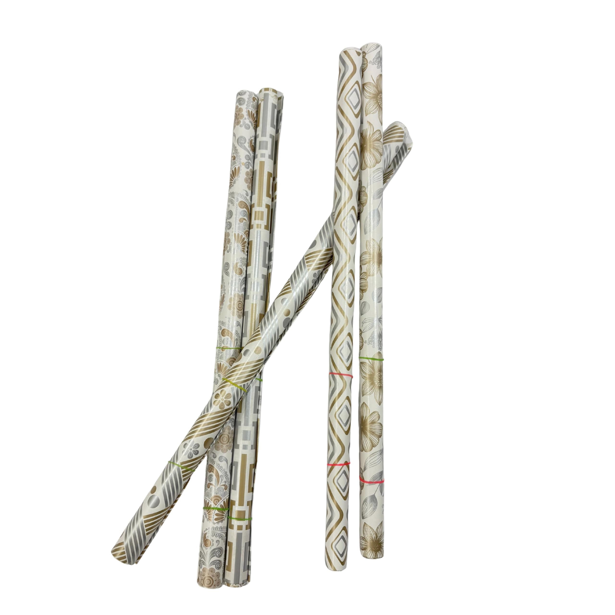 Party Boomers Premium Designer Golden & White Gift Wrapping Paper Pack of 5 Gifting