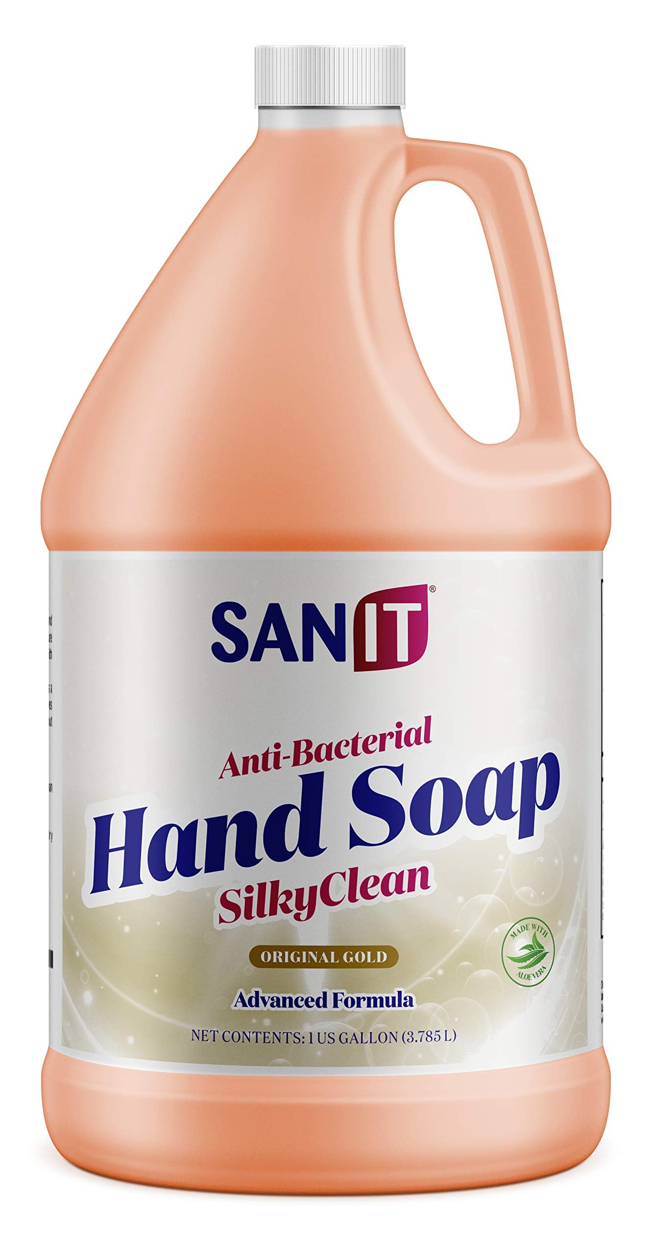 Sanit Silky Clean Antibacterial Liquid Gel Hand Soap Refill - Advanced Formula with Coconut Oil and Aloe Vera - All Natural Moisturizing Hand Wash -