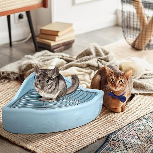 Miniatura 6 de Jaula de arena para animales pequeños, triángulo de cerámica, entrenador para orinal de esquina, caja de arena para hurones, caja de ropa de cama,