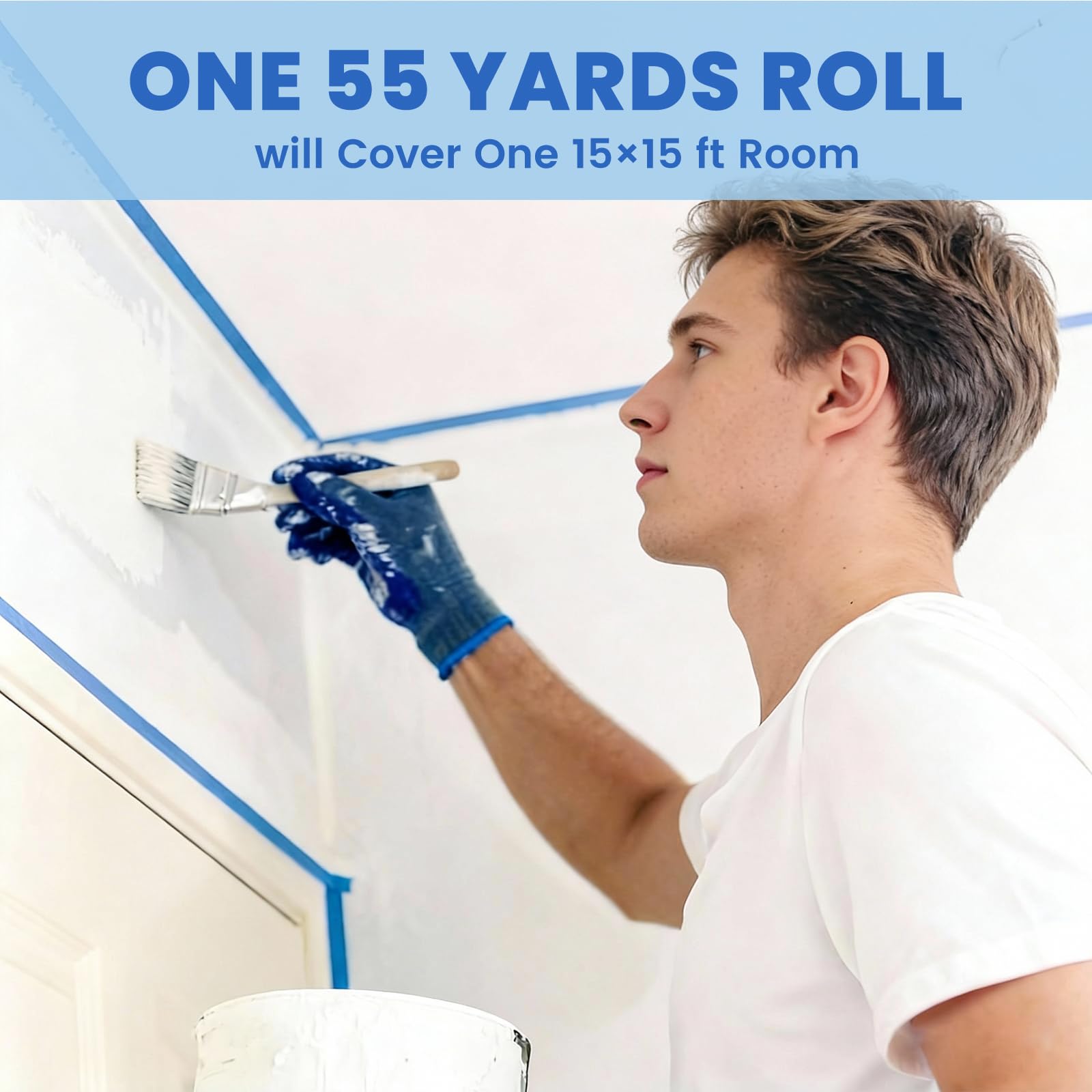 22 rollos de cinta de pintor azul, cinta de pintor, 1 pulgada de ancho (0.94 pulgadas × 55 yardas), cintas de pintura premium multisuperficie a granel para pintura de pared, proyectos de arte de