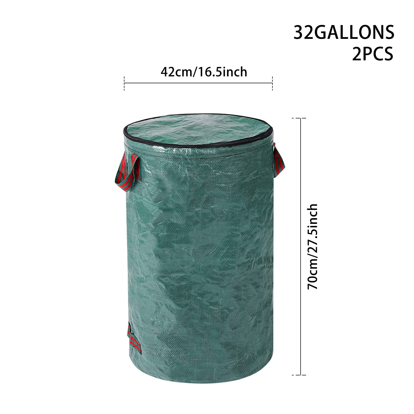 2x Sacs Déchets Verts Jardin 120L Avec Couvercle - Résistants Réutilisables Poignées Feuilles Herbe