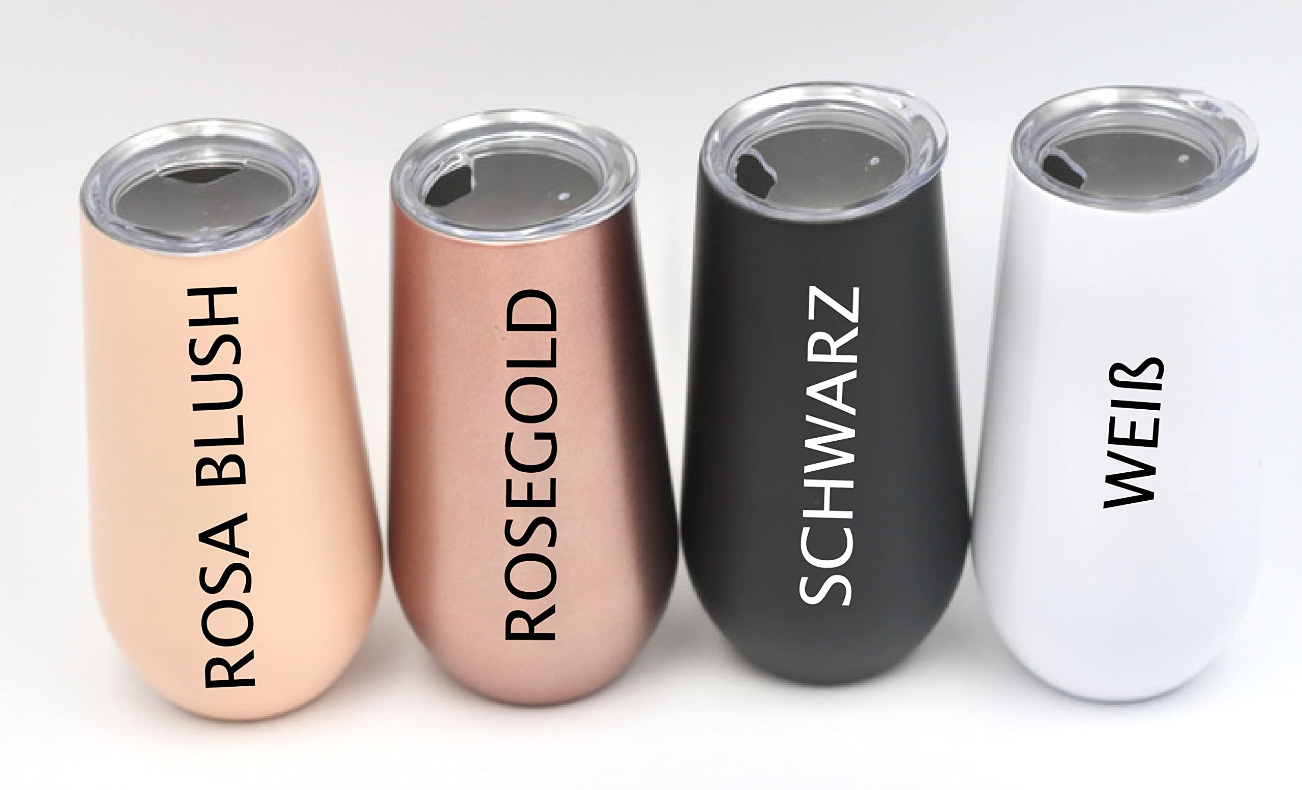 Thermobecher Sektglas - personalisiert Geschenkidee - Edelstahl - Mit Deckel (rosegold)