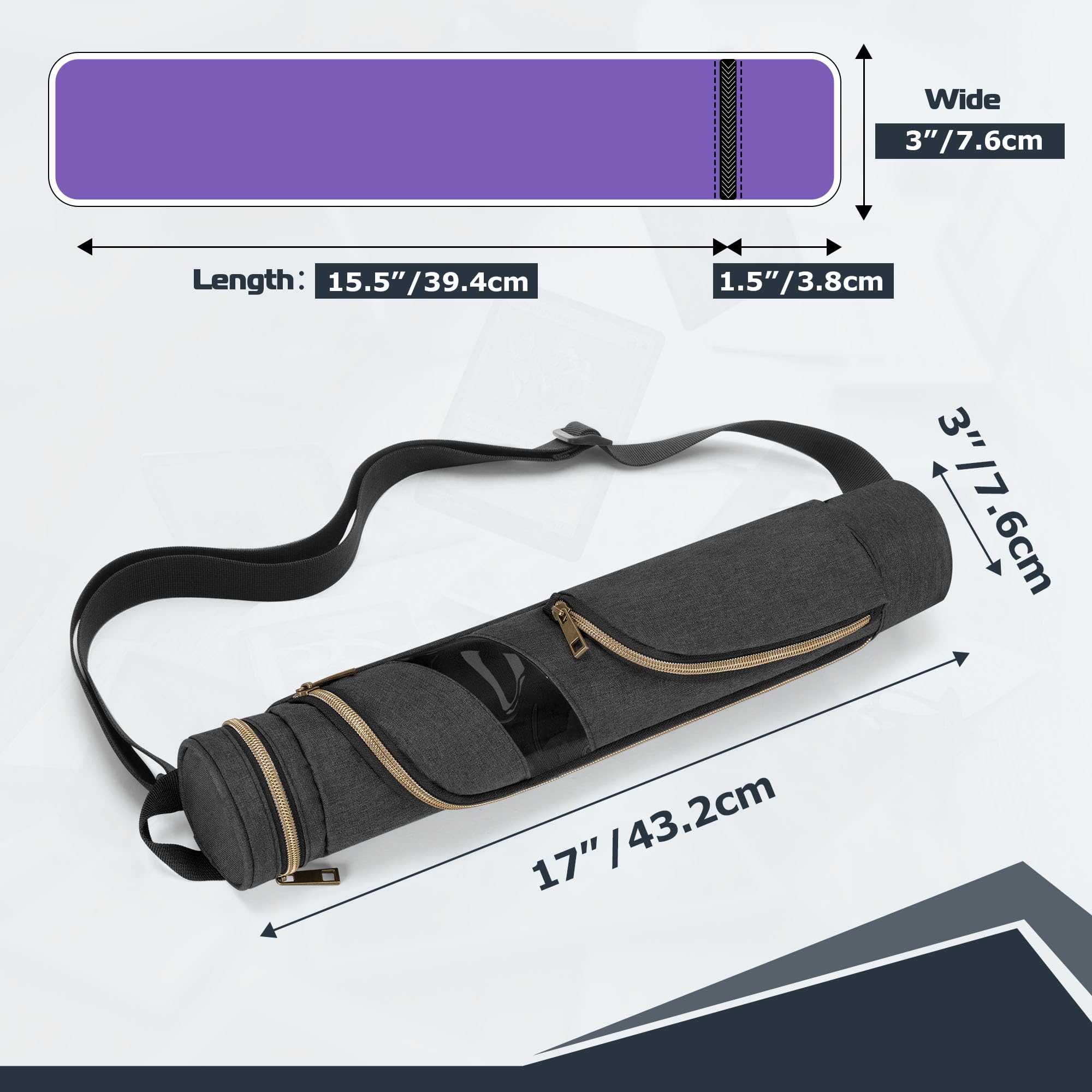 Rexmica Playmat Tube Holder pour Tapis de Jeu avec Porte-dés | Compatible avec Les Tapis de 35,6 x 61 Cm, Étui Tubulaire Rangement pour La Plupart Des Tapis de Jeu avec Bandoulière
