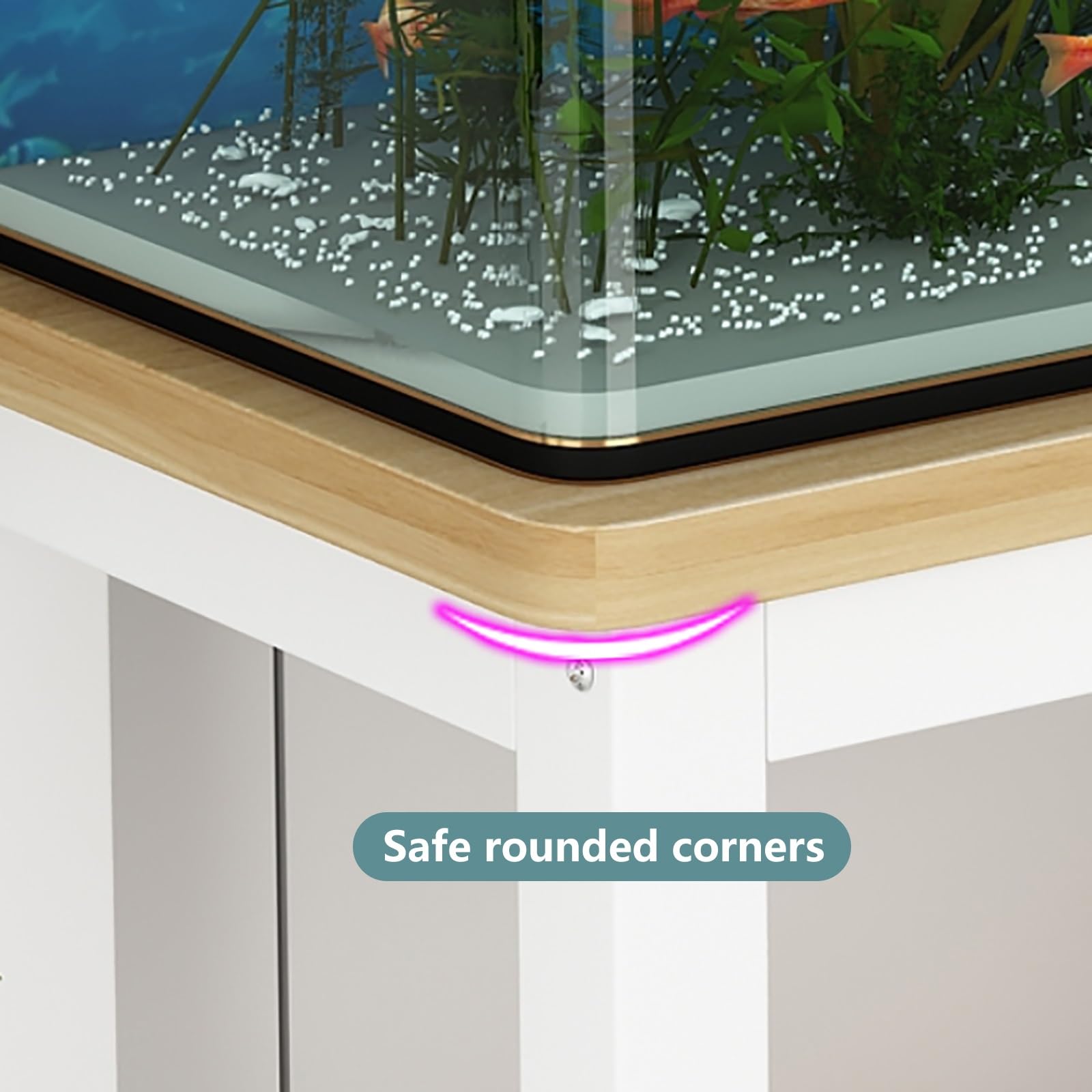 Meuble Pour Aquarium À Deux Niveaux, Multifonctionnel, Grande Capacité de Stockage Structure Stable Forte Capacité de Charge Montage Facile Idéal Pour Un Usage Domestique Et Intérieur(Black-B,6