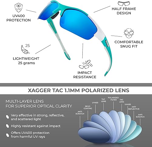 Miniatura 3 de Xagger Gafas de sol polarizadas deportivas para hombres y mujeres UV400 Wrap Around gafas deportivas