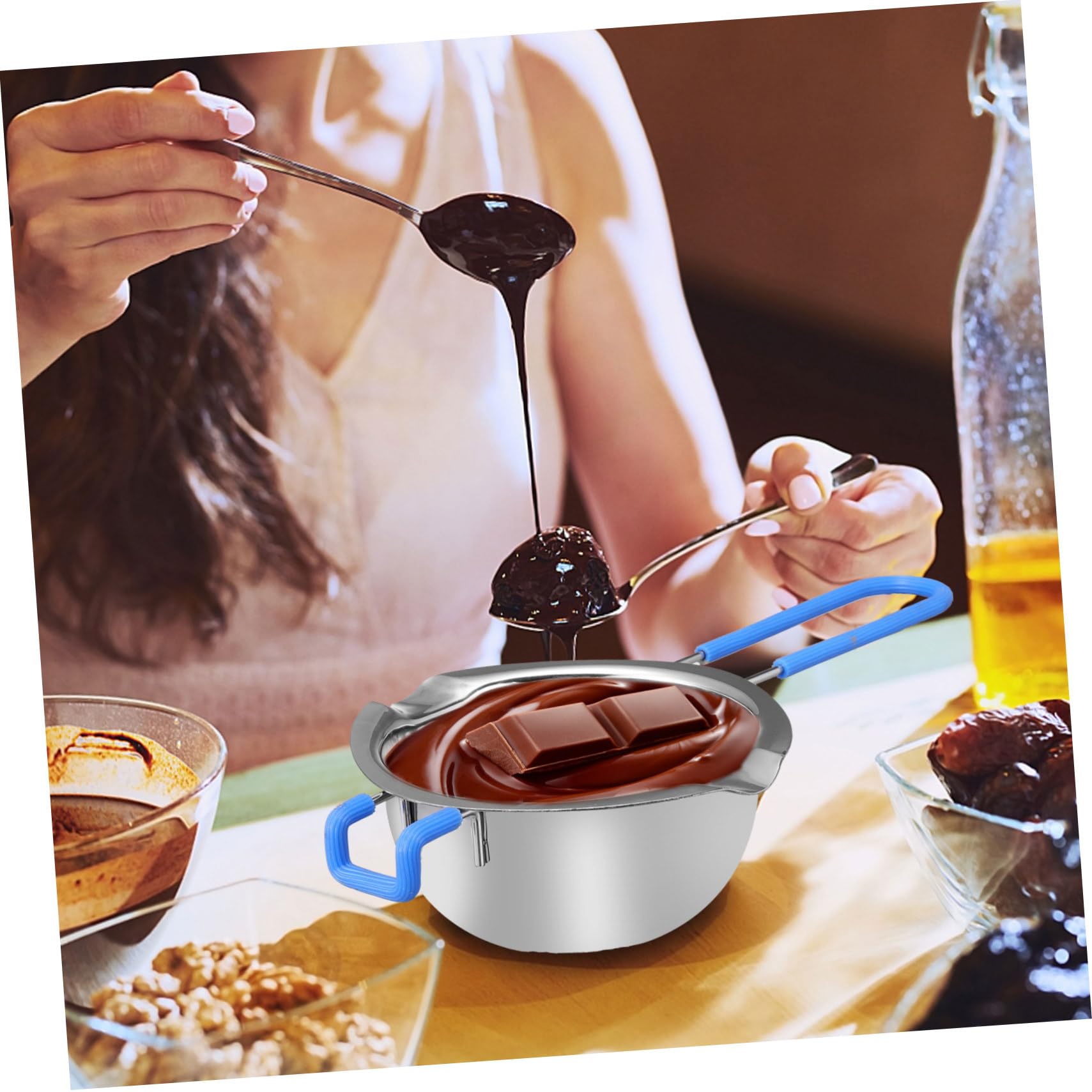Mikinona 1pc Stainless Steel Melting Pot for Butter Chocolate Integrated Molding for Quick Heating for Homemade Treats Sauces for Christmas Birthdays