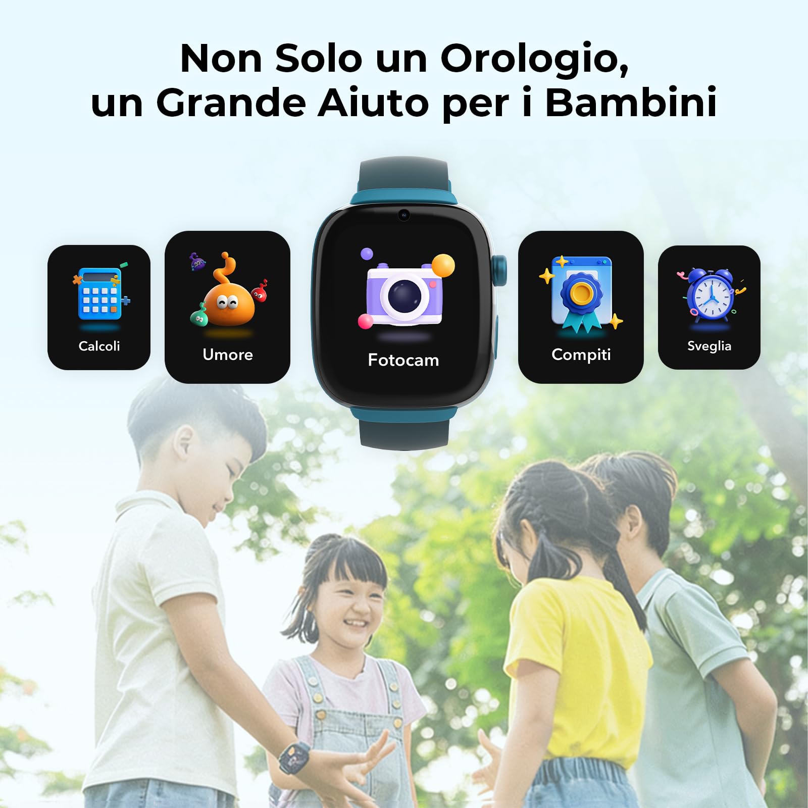 Smart Watch per bambini MX3 | Videochiamata 4G LTE e GPS Tracker | Pulsante SOS e Zone Sicure | Modalità Classe e Controlli Parentali, Registro Compiti e Umore, IP68, Smartwatch per bambini dai 4 ai