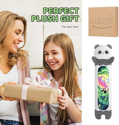 Miniatura 6 de Mewaii Almohada larga de peluche con forma de panda, 20 pulgadas, lindos animales de peluche kawaii suaves, almohada de peluche de panda, juguete de