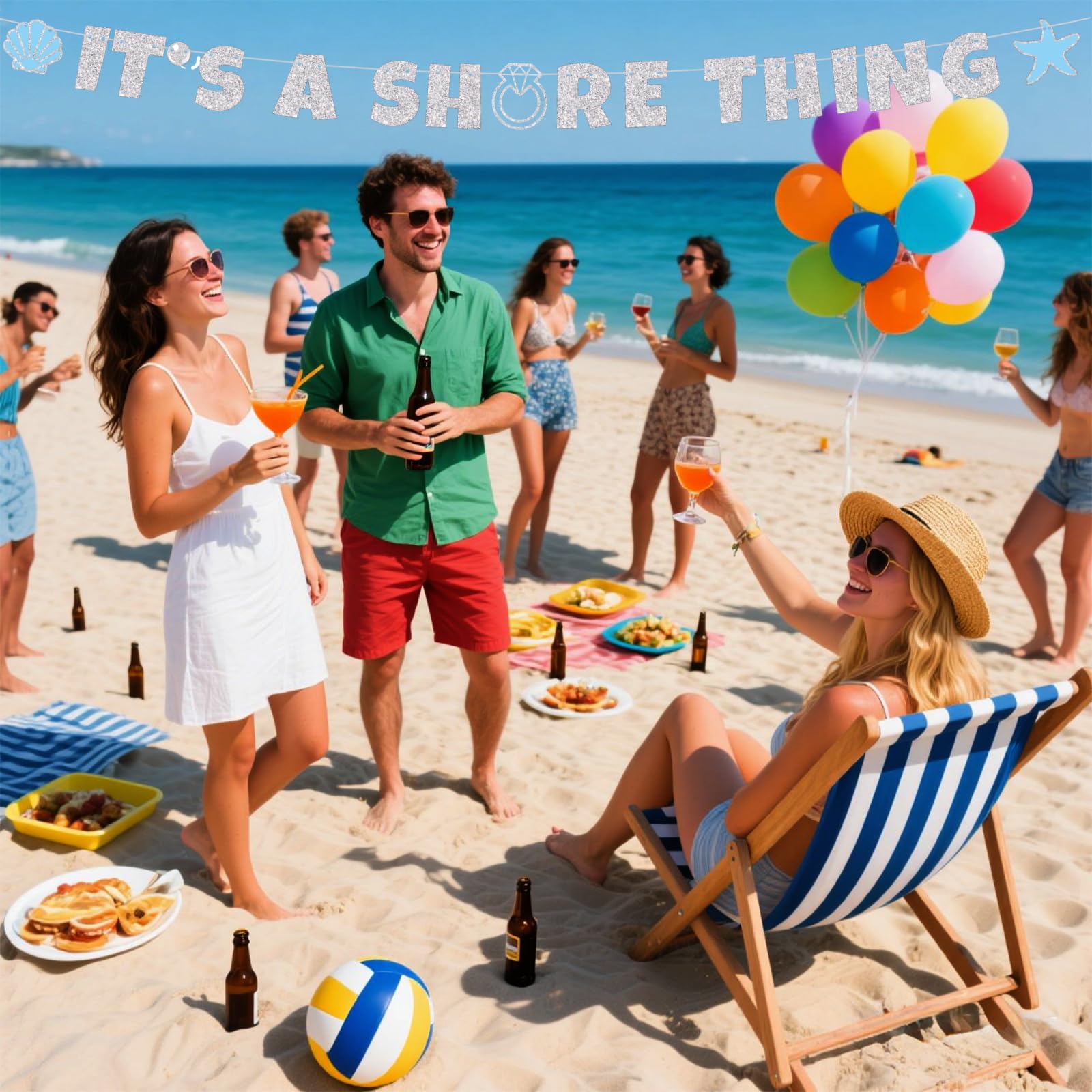 It's A Shore Thing Banner, Pre-Strung Glitter Tropical Beach Bachelorette Decor Coastal Bachelorette Party Favors Beach Banner for Bridal Shower Party Supplies - Image 4